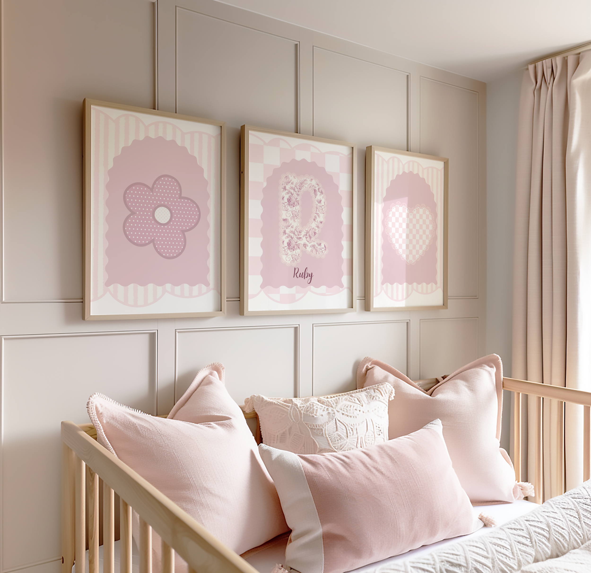 Pink Pastel Girls Name Print Set