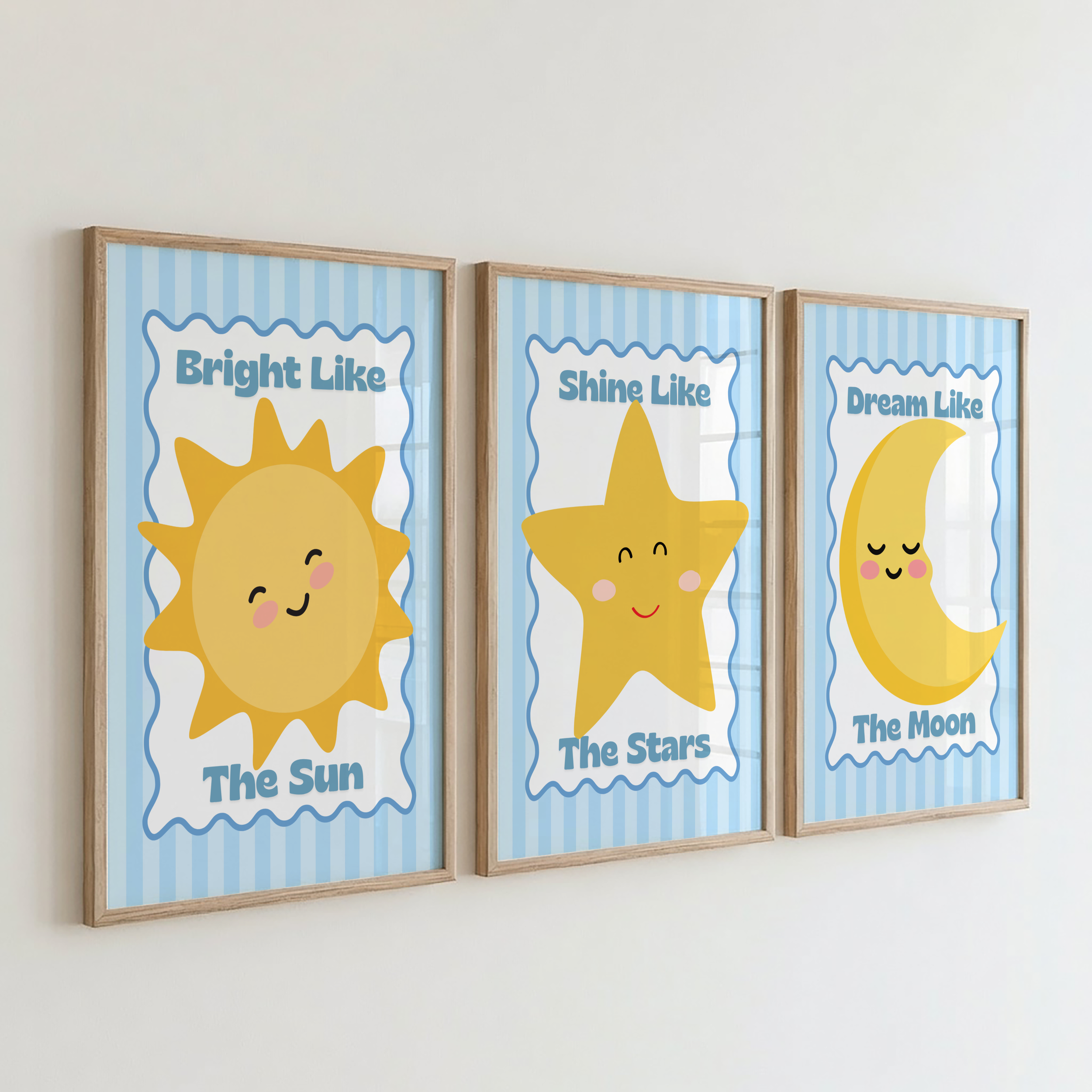 Blue Nursery Wall Art Print Set