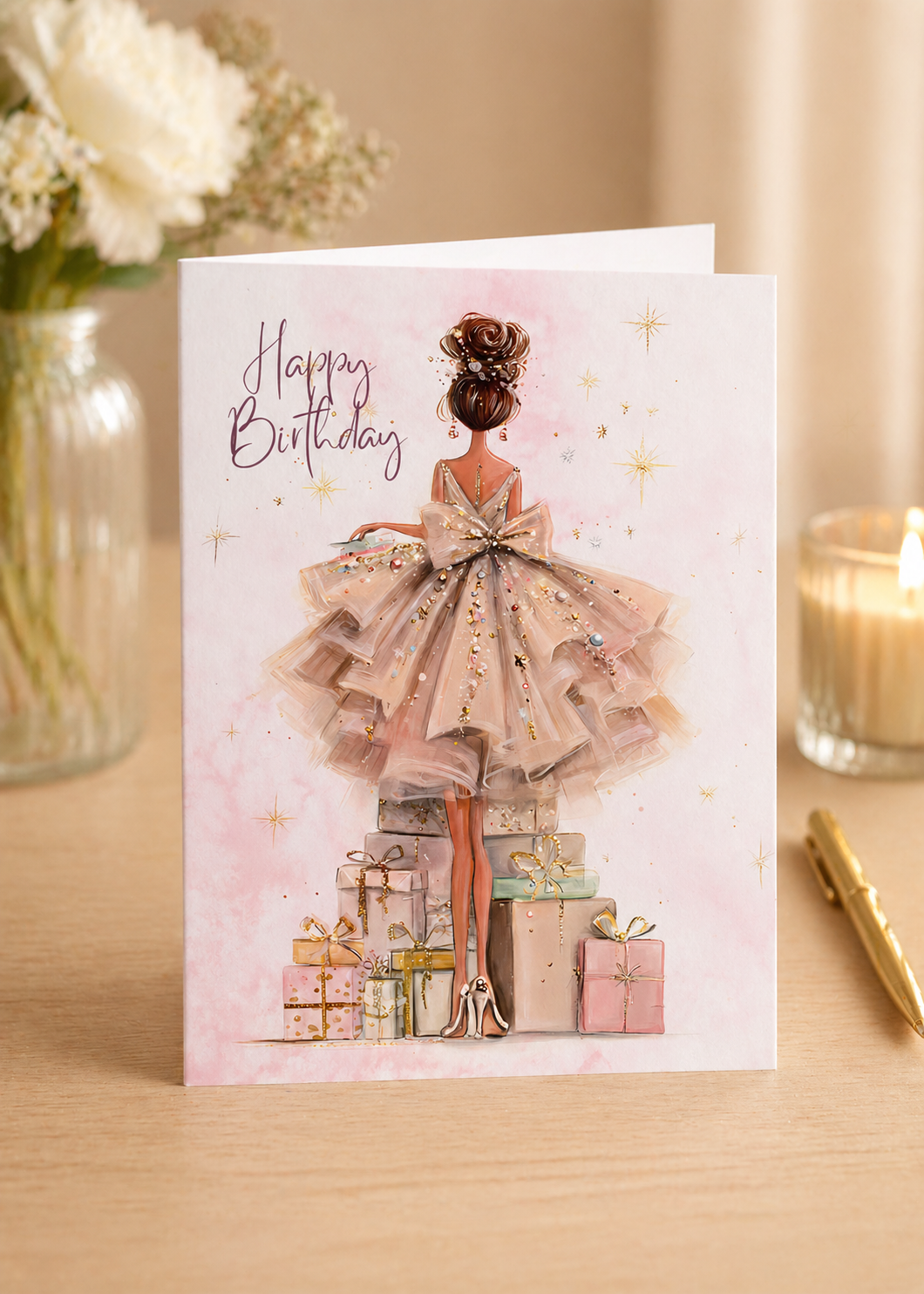 Sparkle Fashion Illustrated Birthday Card