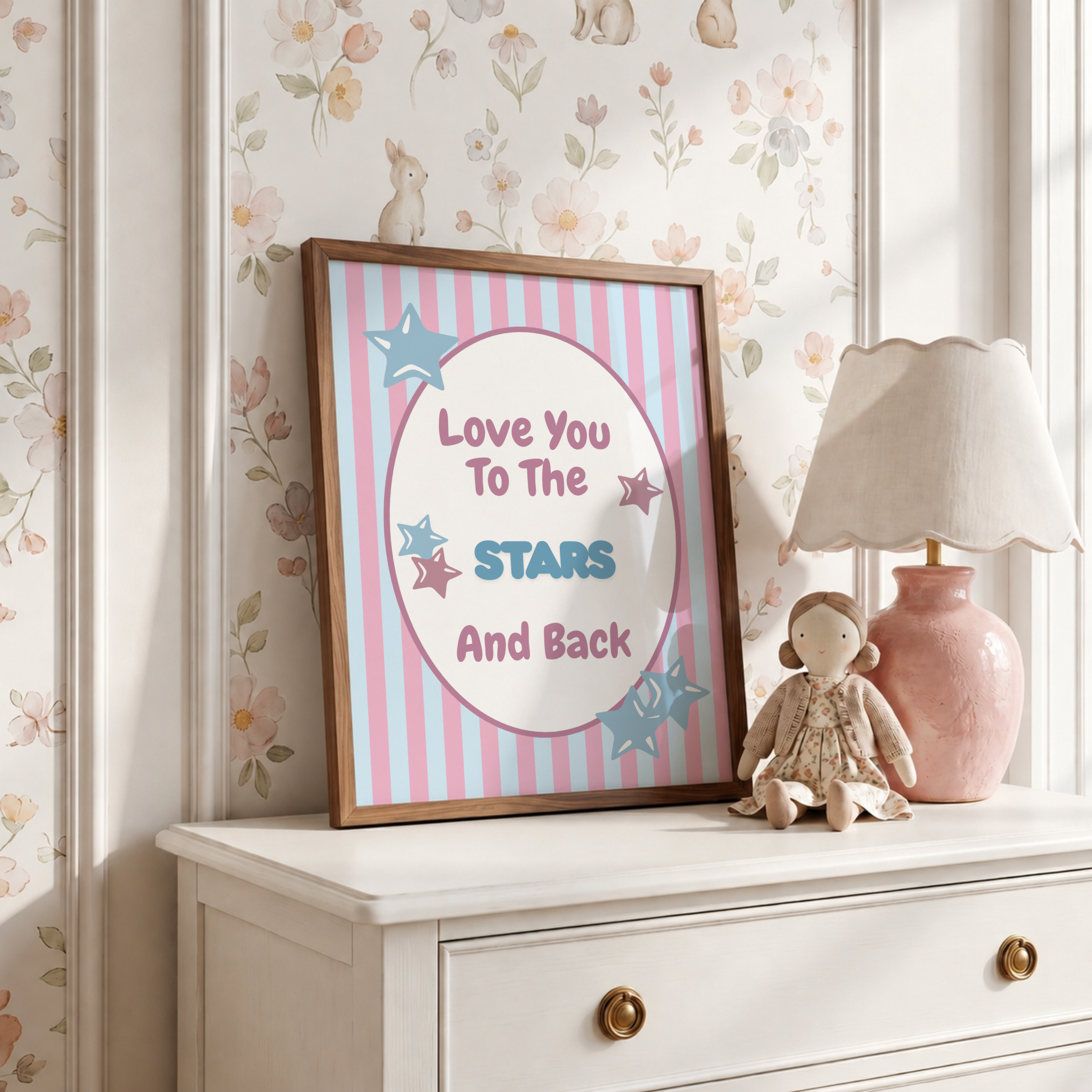 Pink & Blue Stripe To The Stars & Back Print