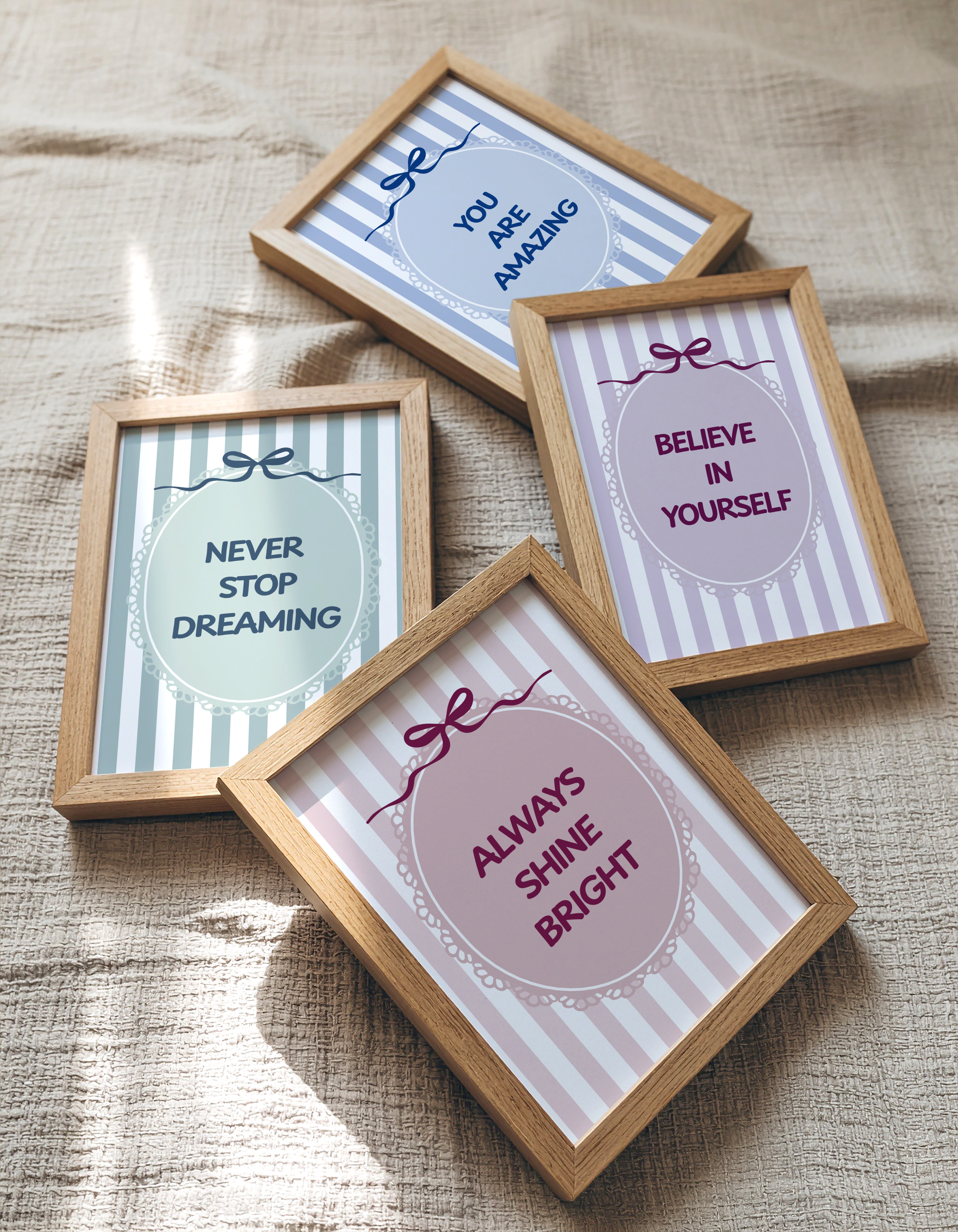 Pastel Stripe Bow Kids Affirmation Prints