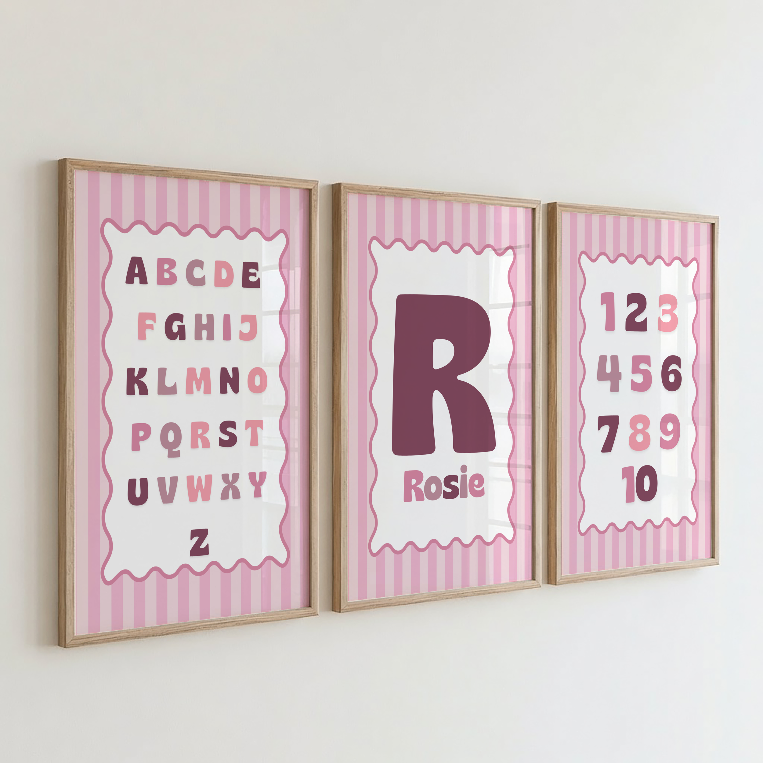 Personalised Pink Print Set of 3