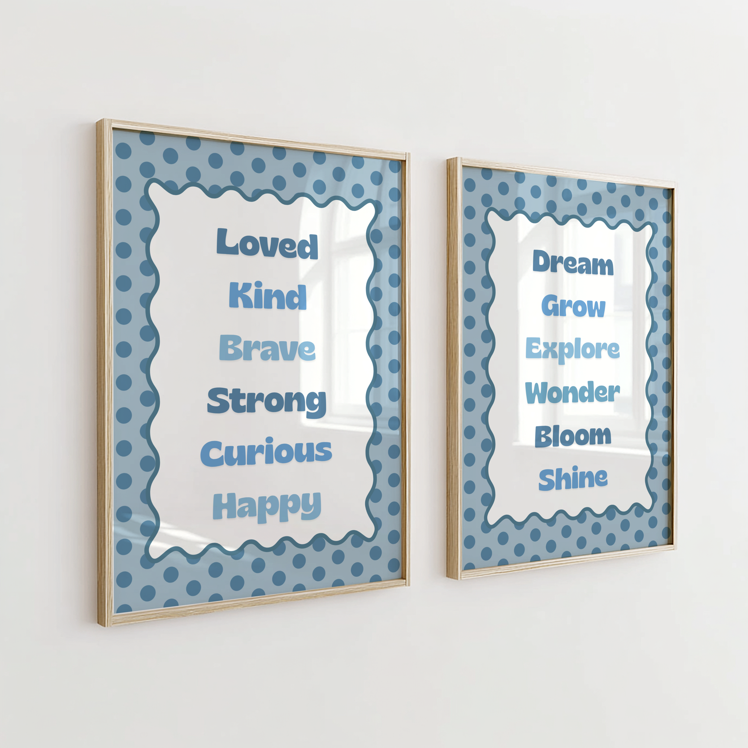 Blue Polka Dot Affirmation Print Set