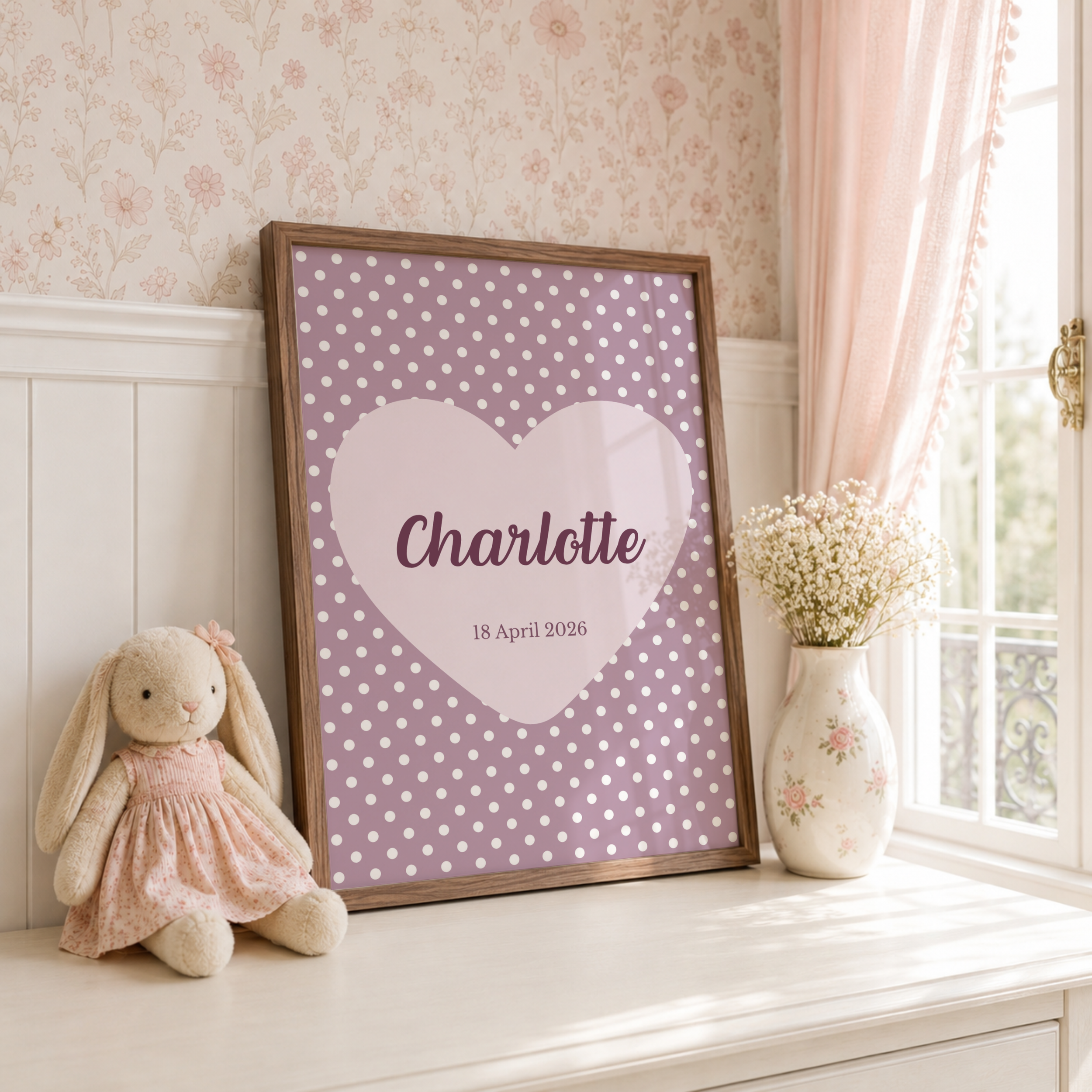 Mauve Polka Dot Name Print