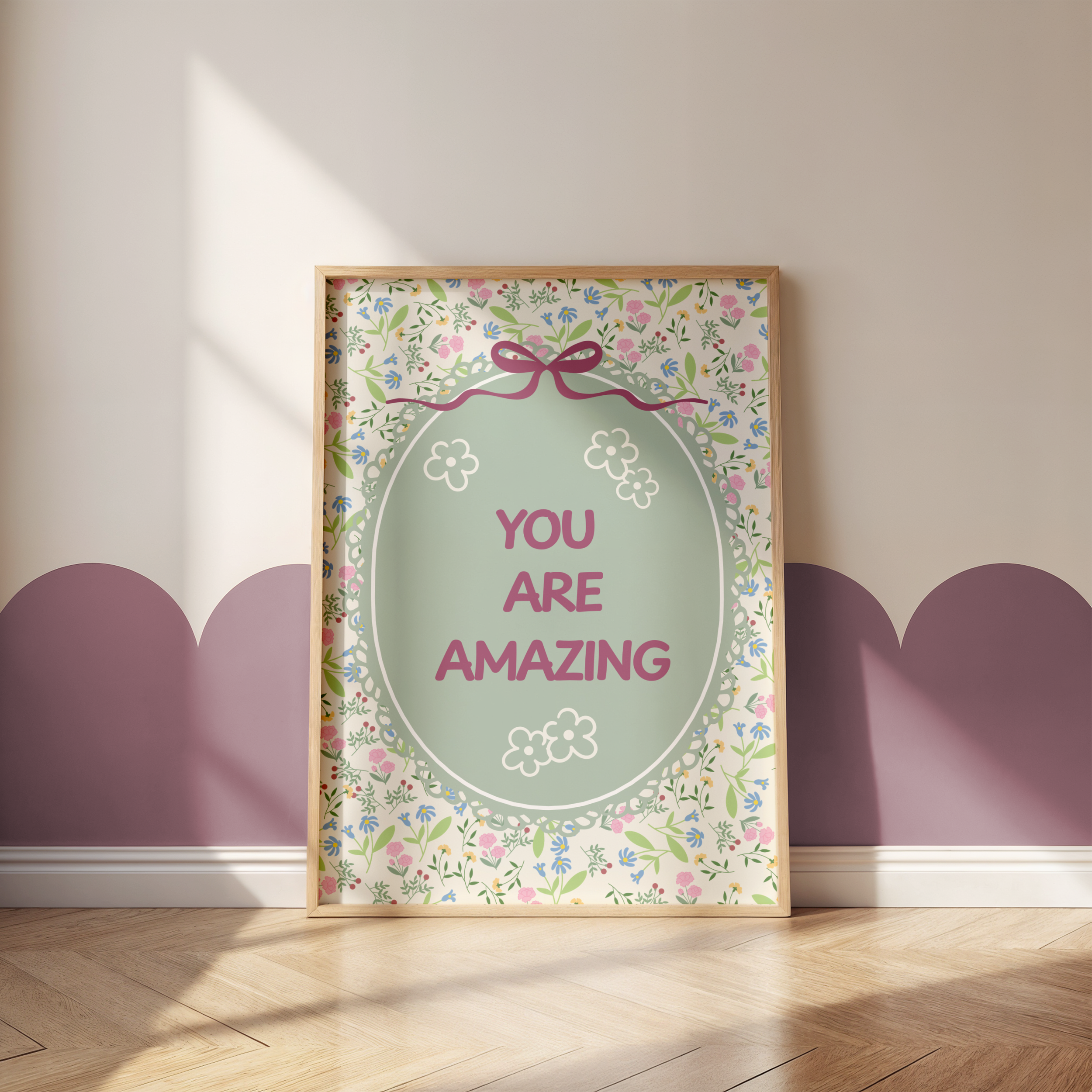 Green Pastel Floral Print