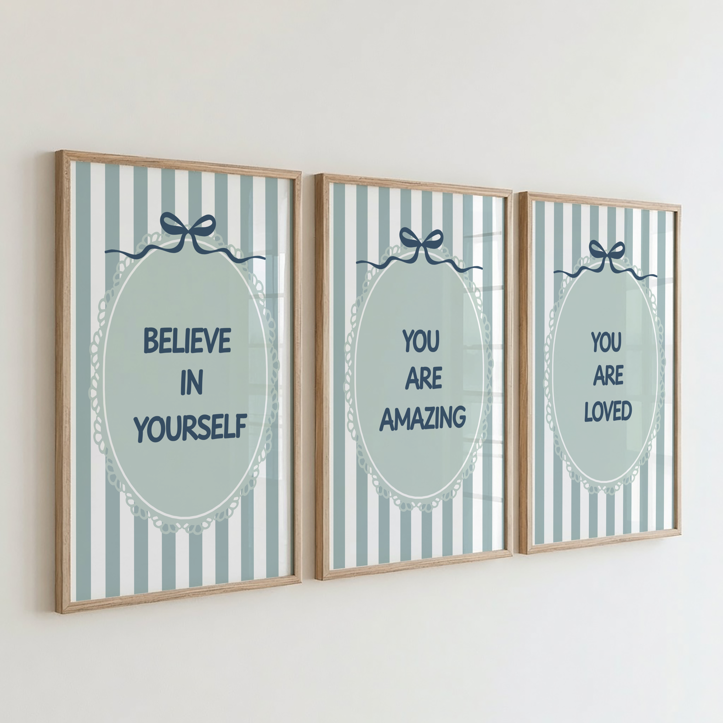 Sage Striped Nursery Decor
