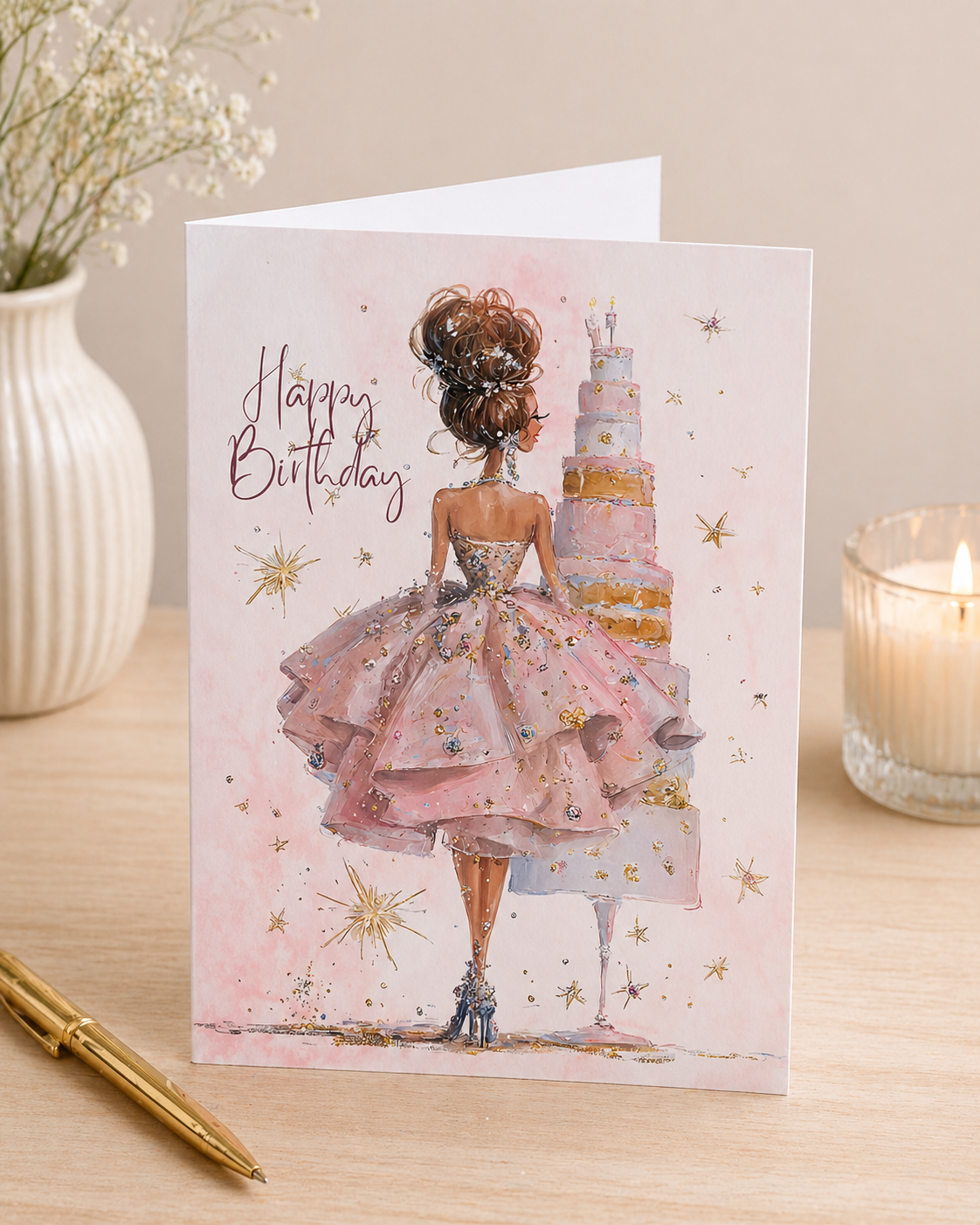 Sparkle Fashion Illustrated Birthday Card