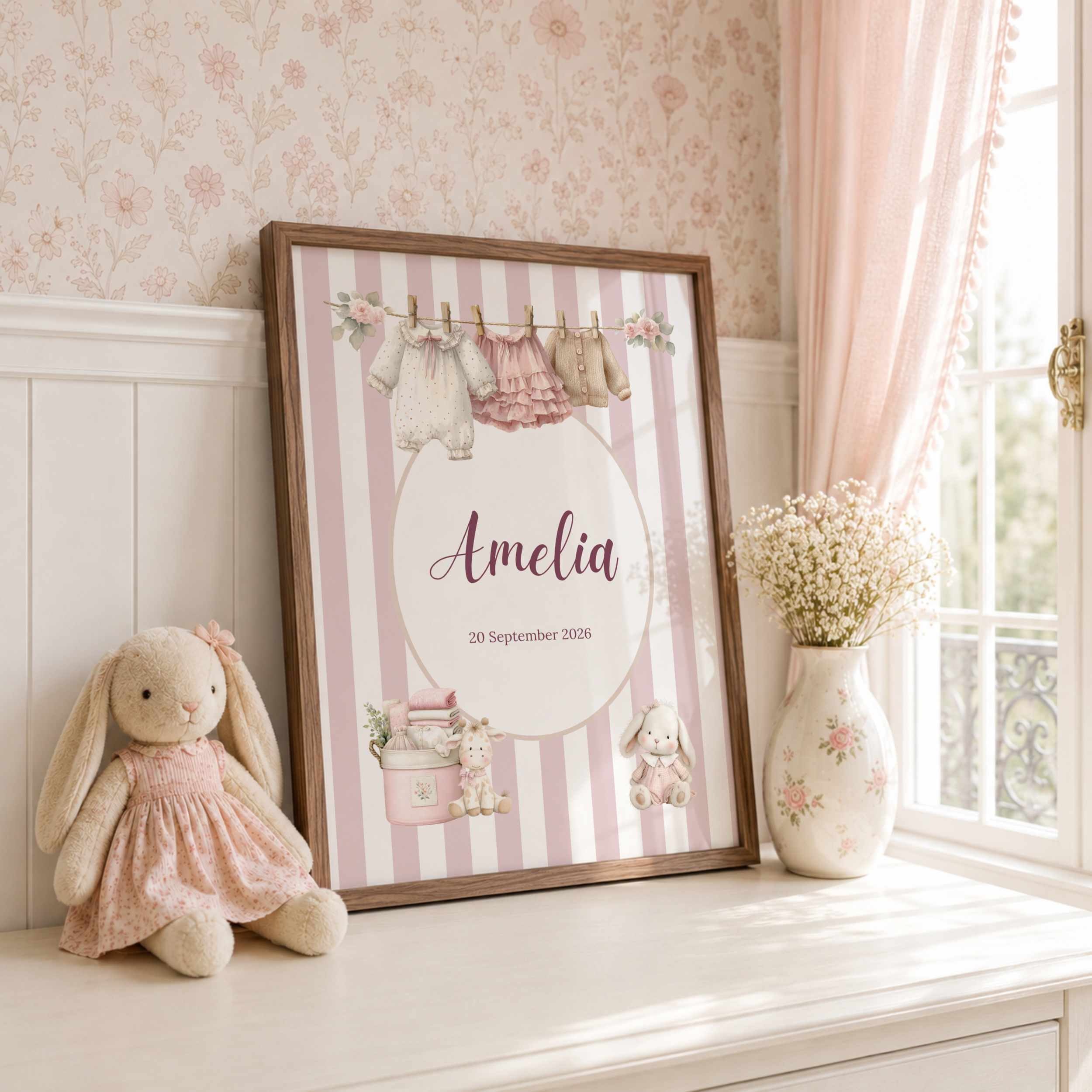 Personalised Baby Girl Nursery Print