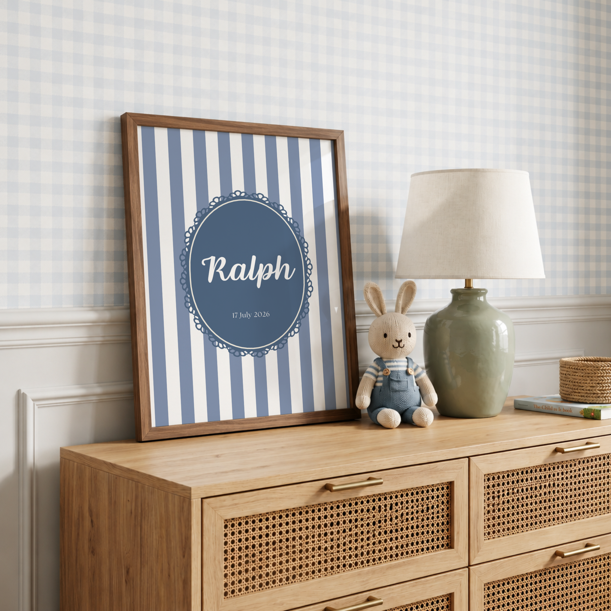 Personalised Baby Boy Nursery Wall Art