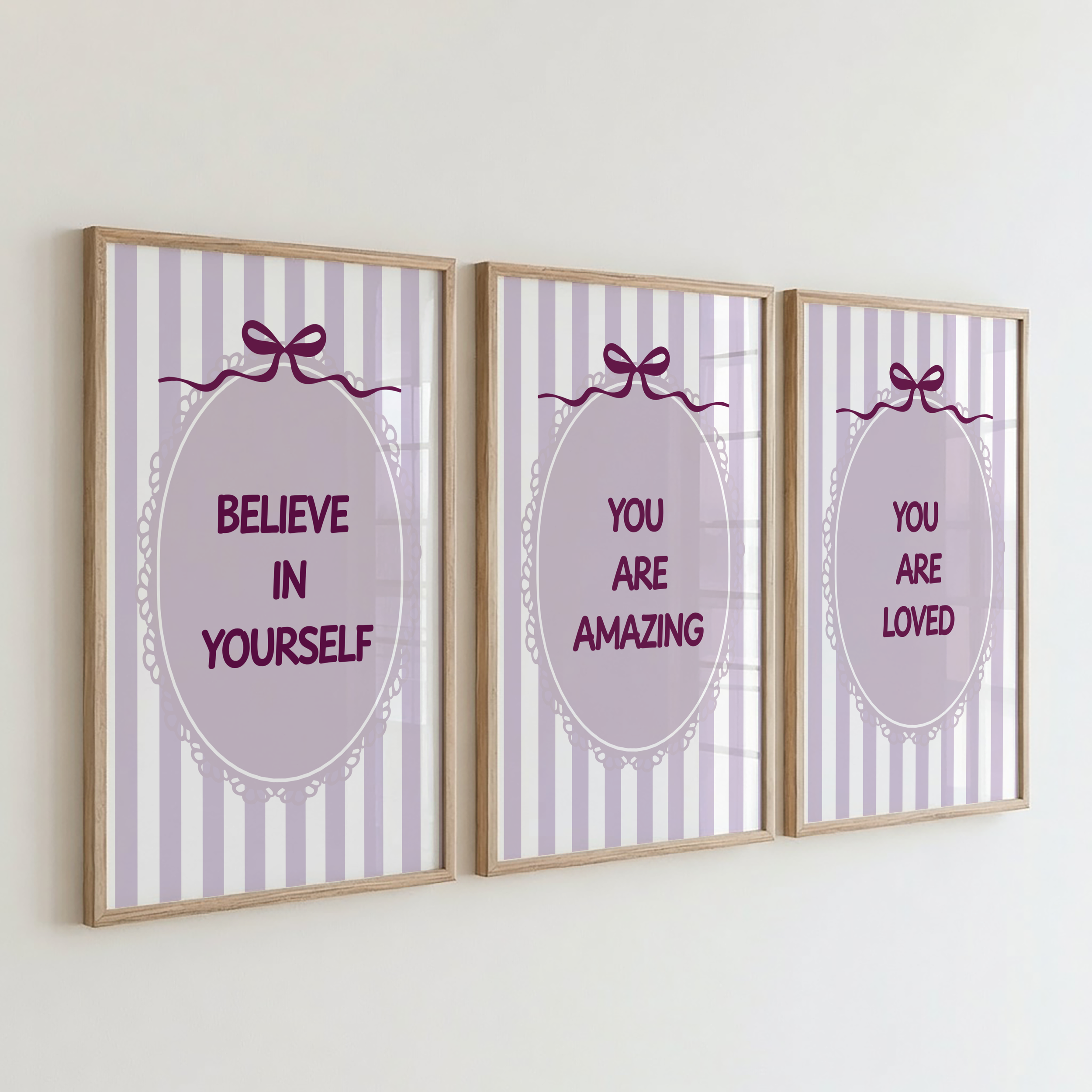 Mauve Stripe Motivational Nursery Decor