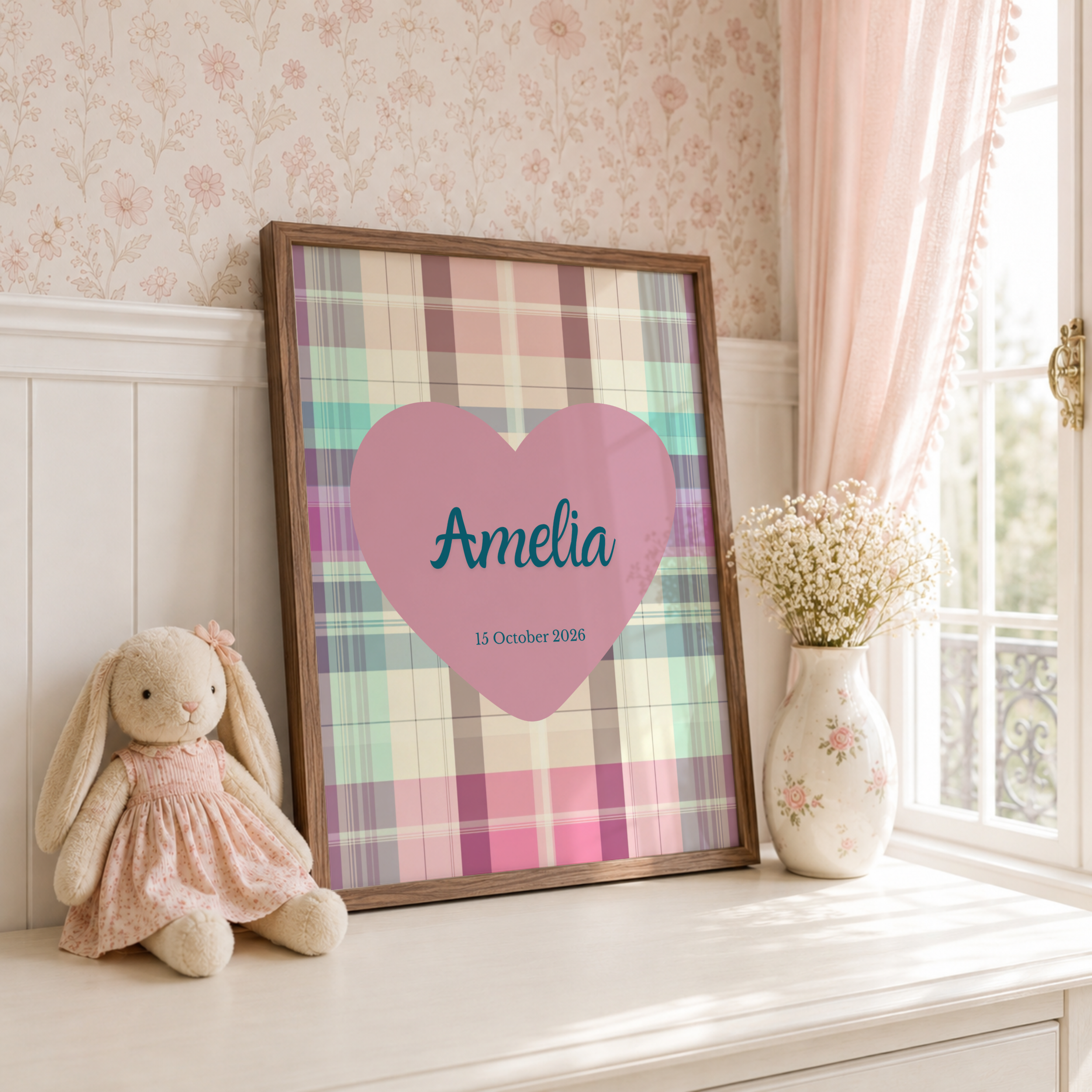 Pastel Plaid Custom Name Print