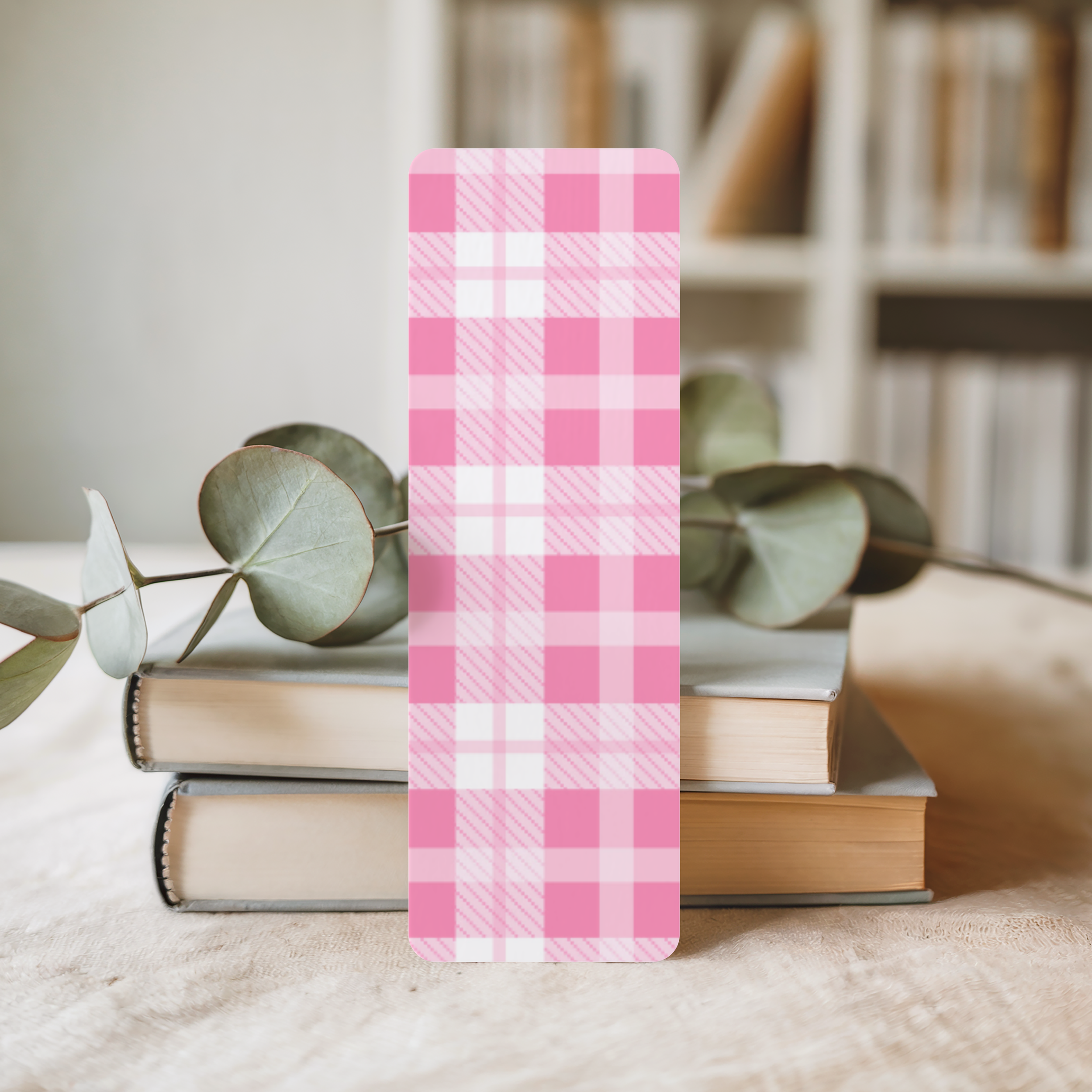 Pink Plaid Bookmark