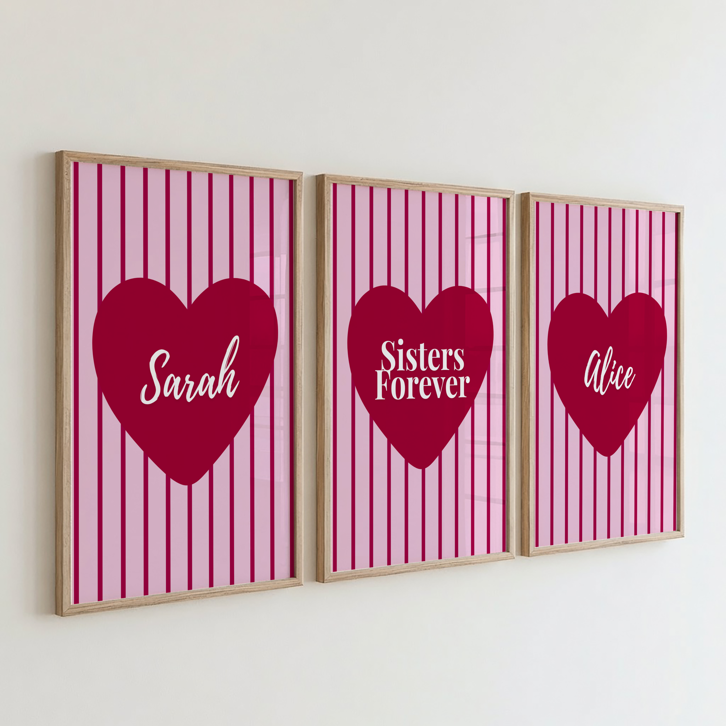 Red Stripe Custom Sibling Print Set