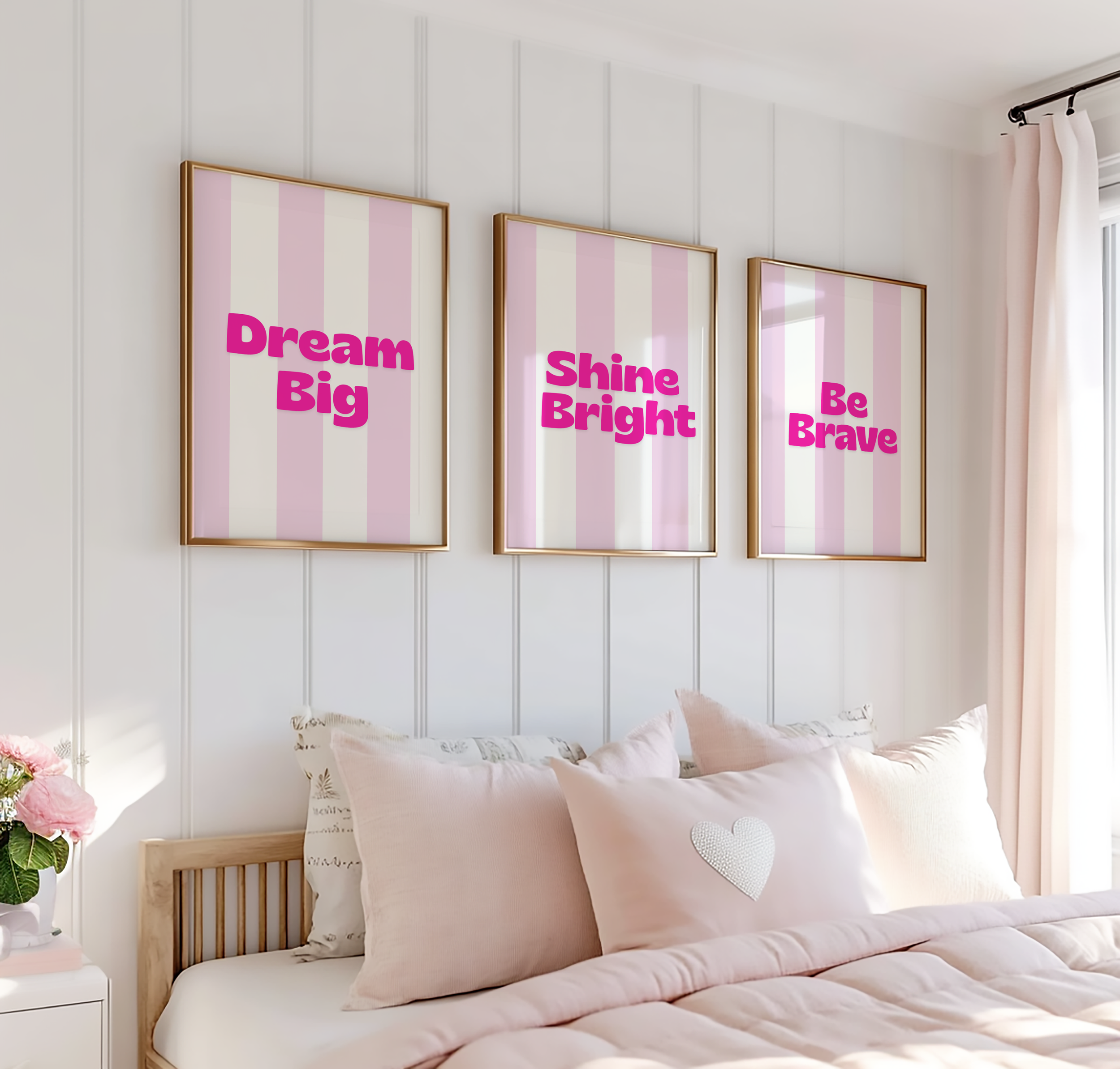Pink Stripe Affirmation Print Set