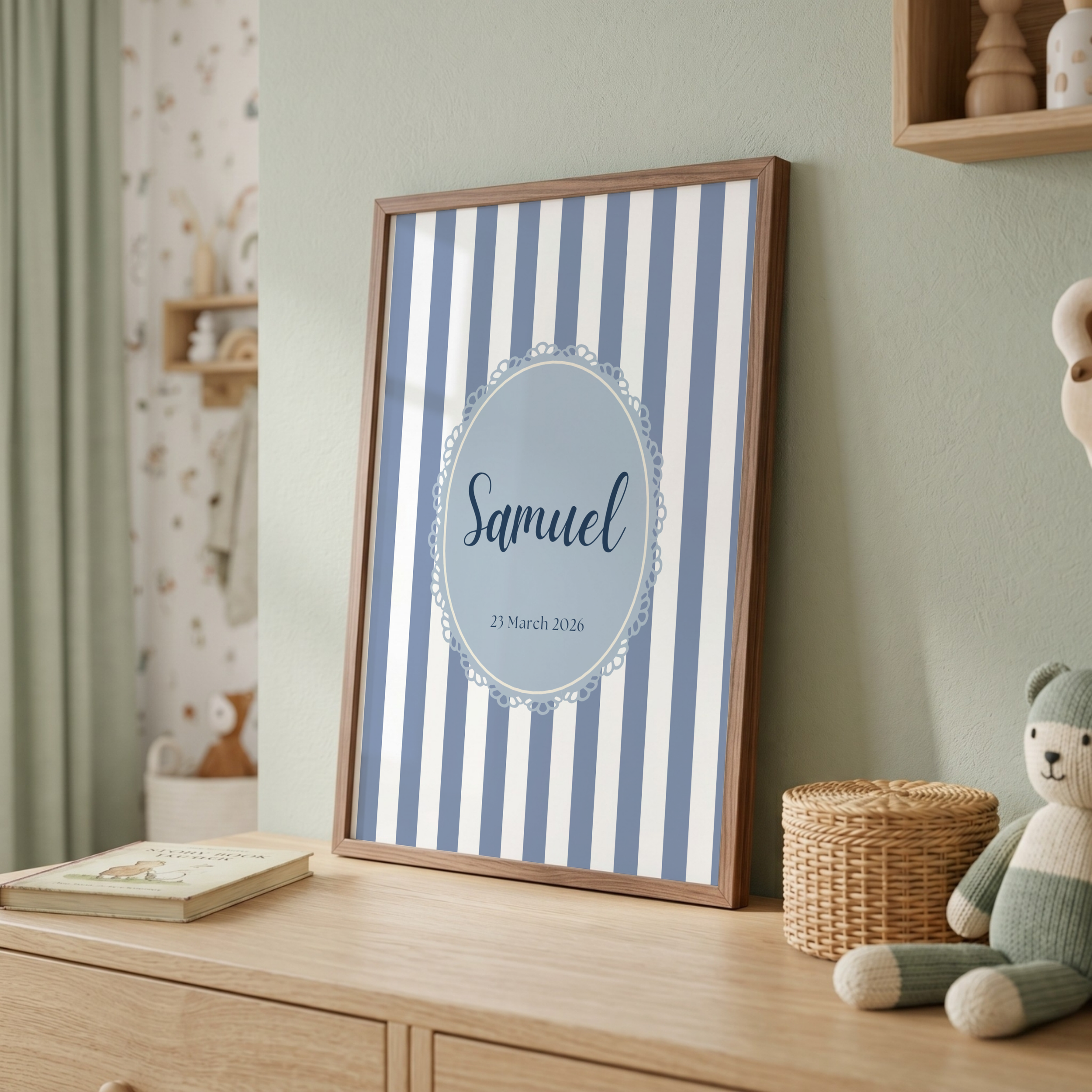 Personalised Baby Boy Nursery Wall Art