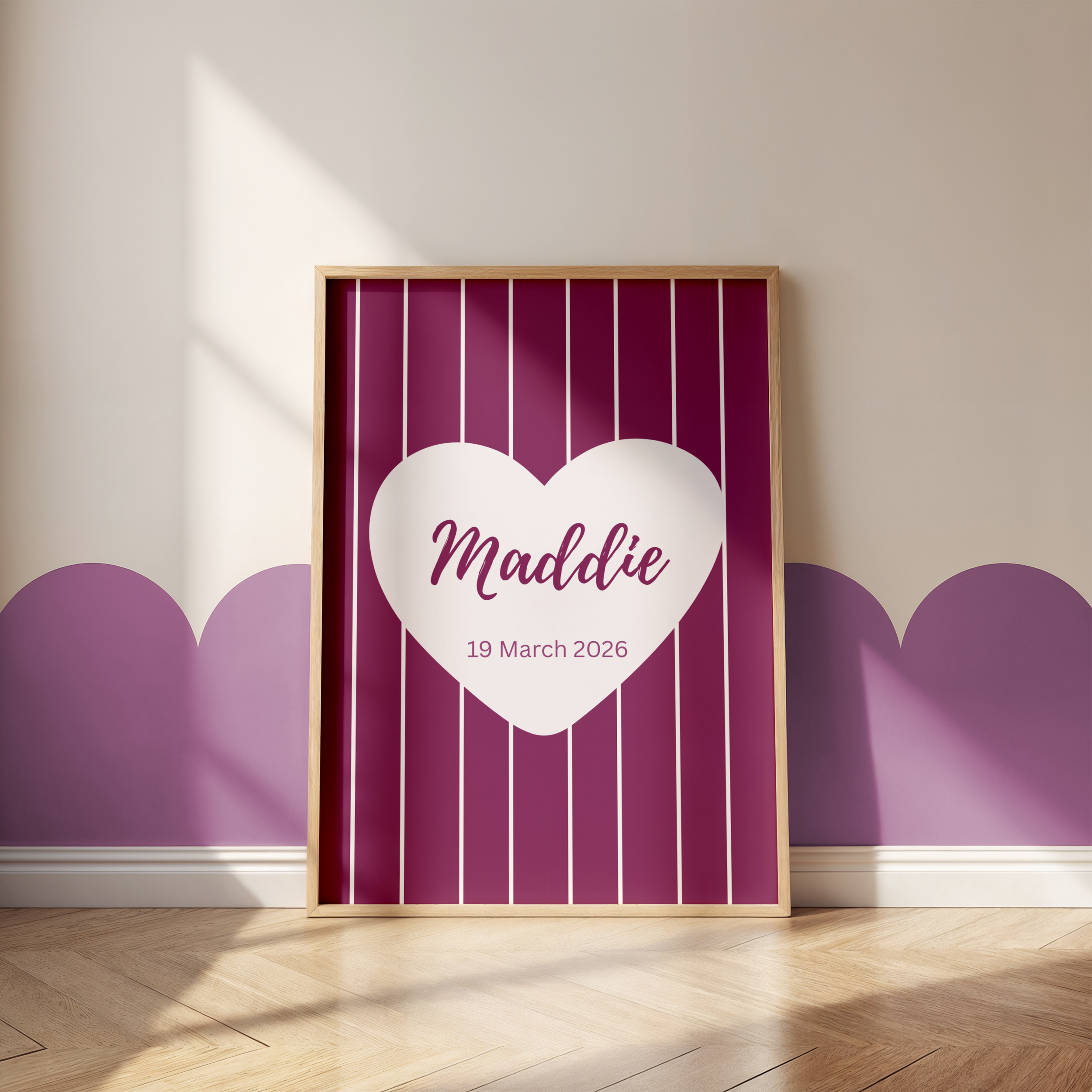 Plum Stripe Custom Name Print