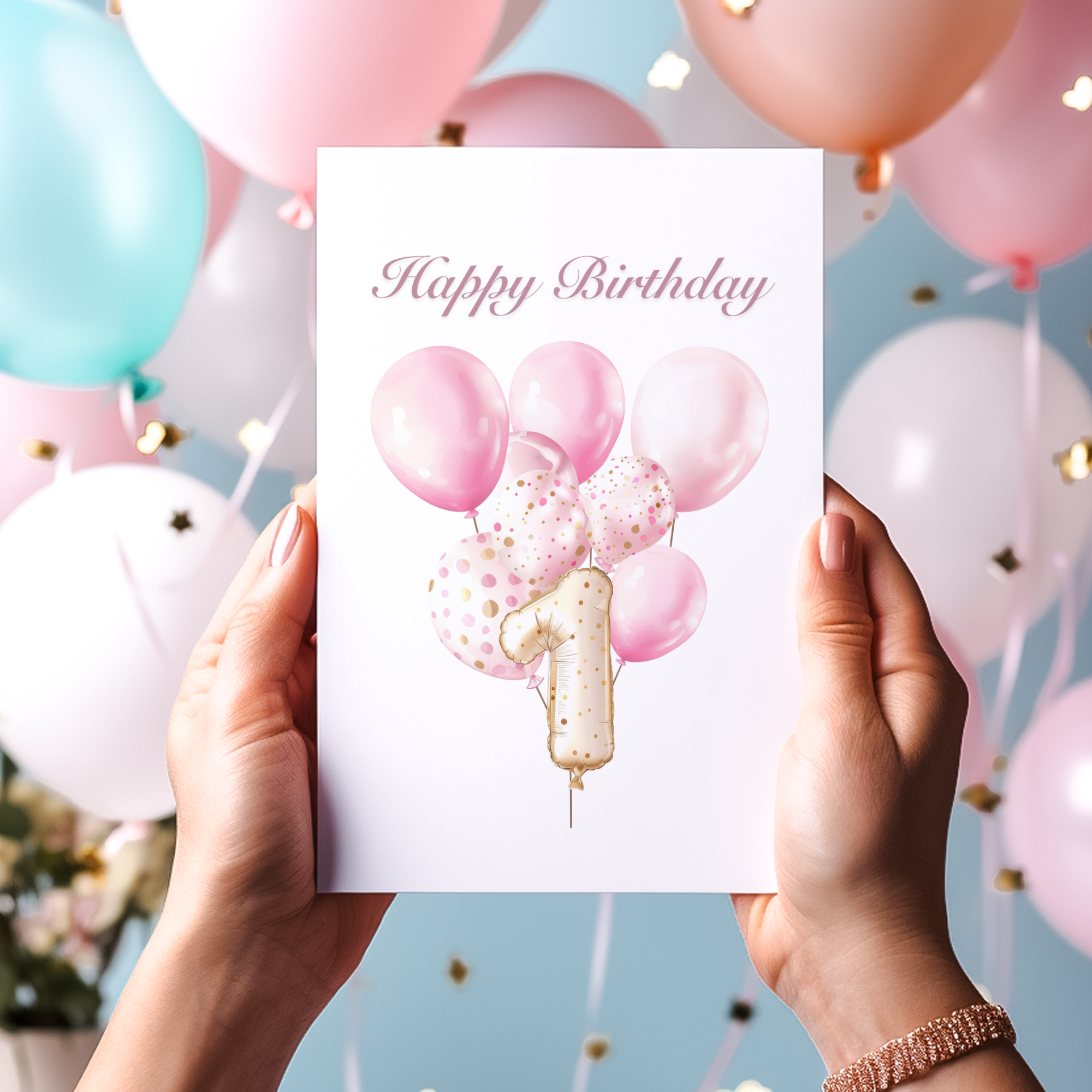 Girls 1st Birthday Card