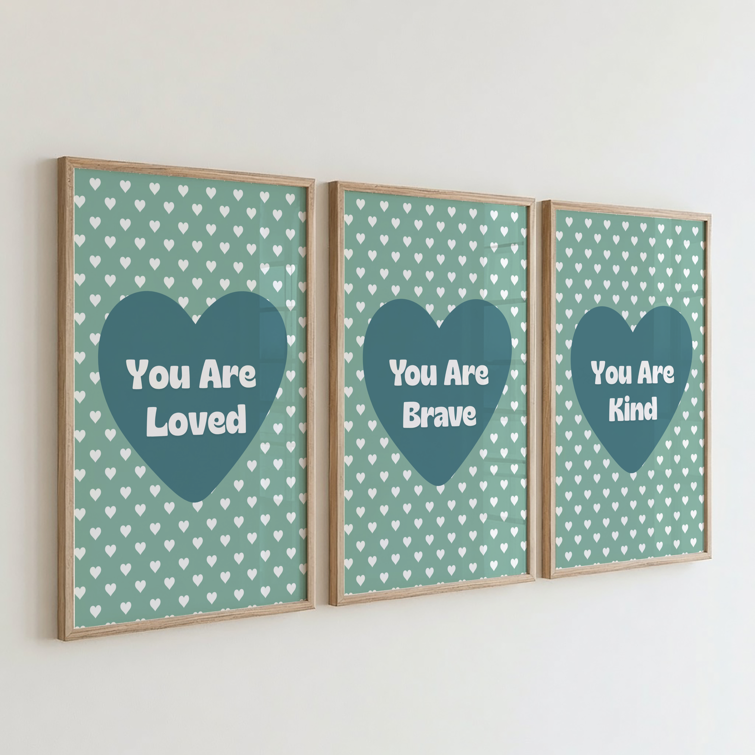 Sage Green Hearts Wall Art