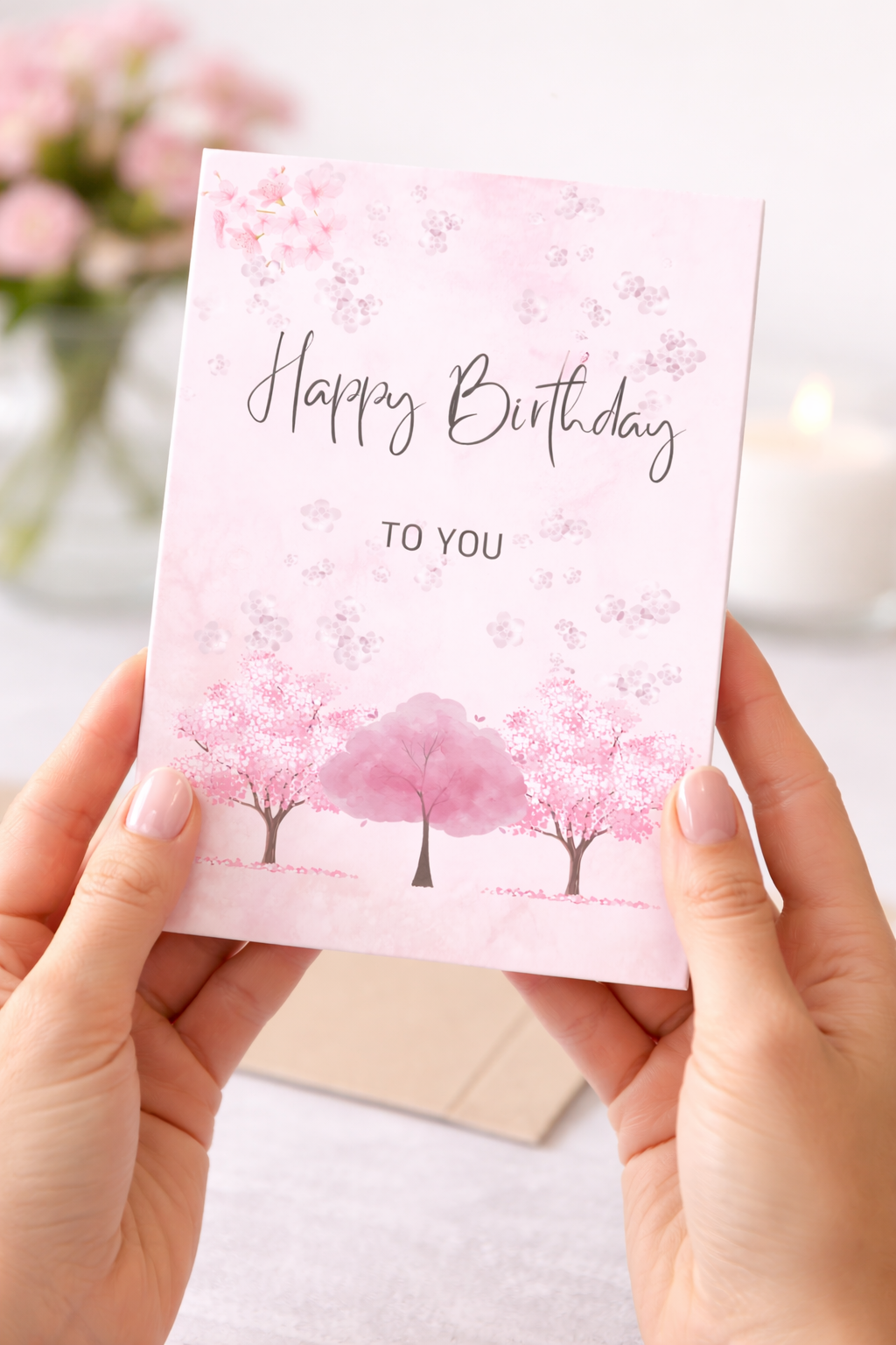 Cherry Blossom Birthday Card