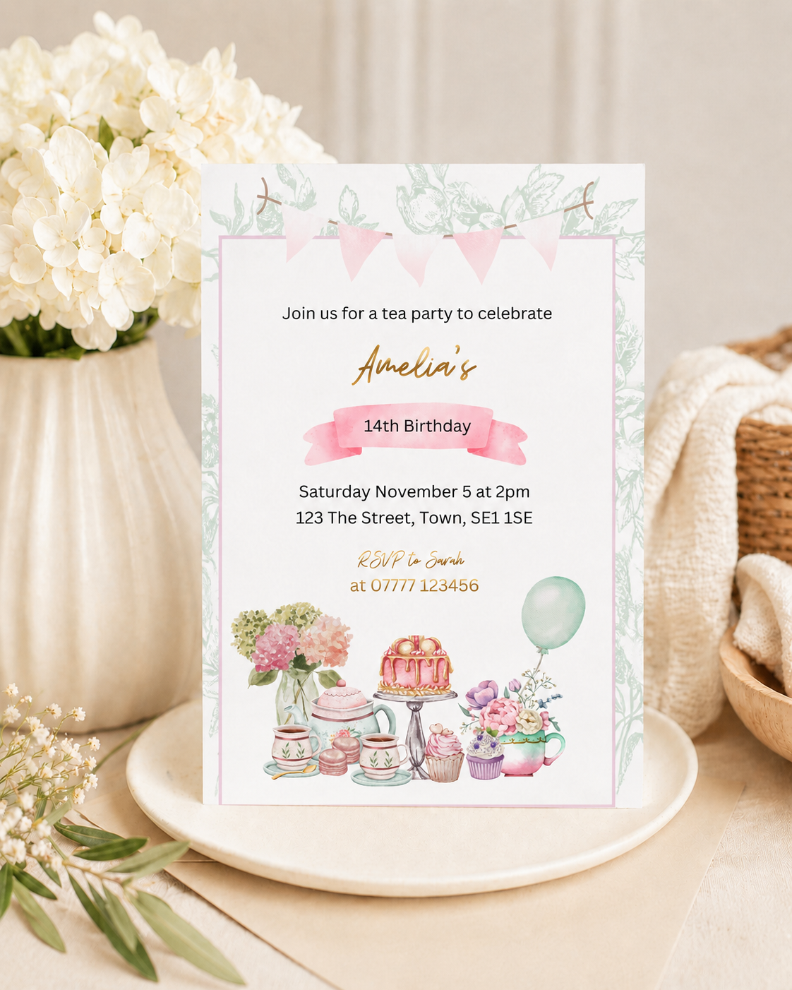 Tea Party Theme Party Invitation