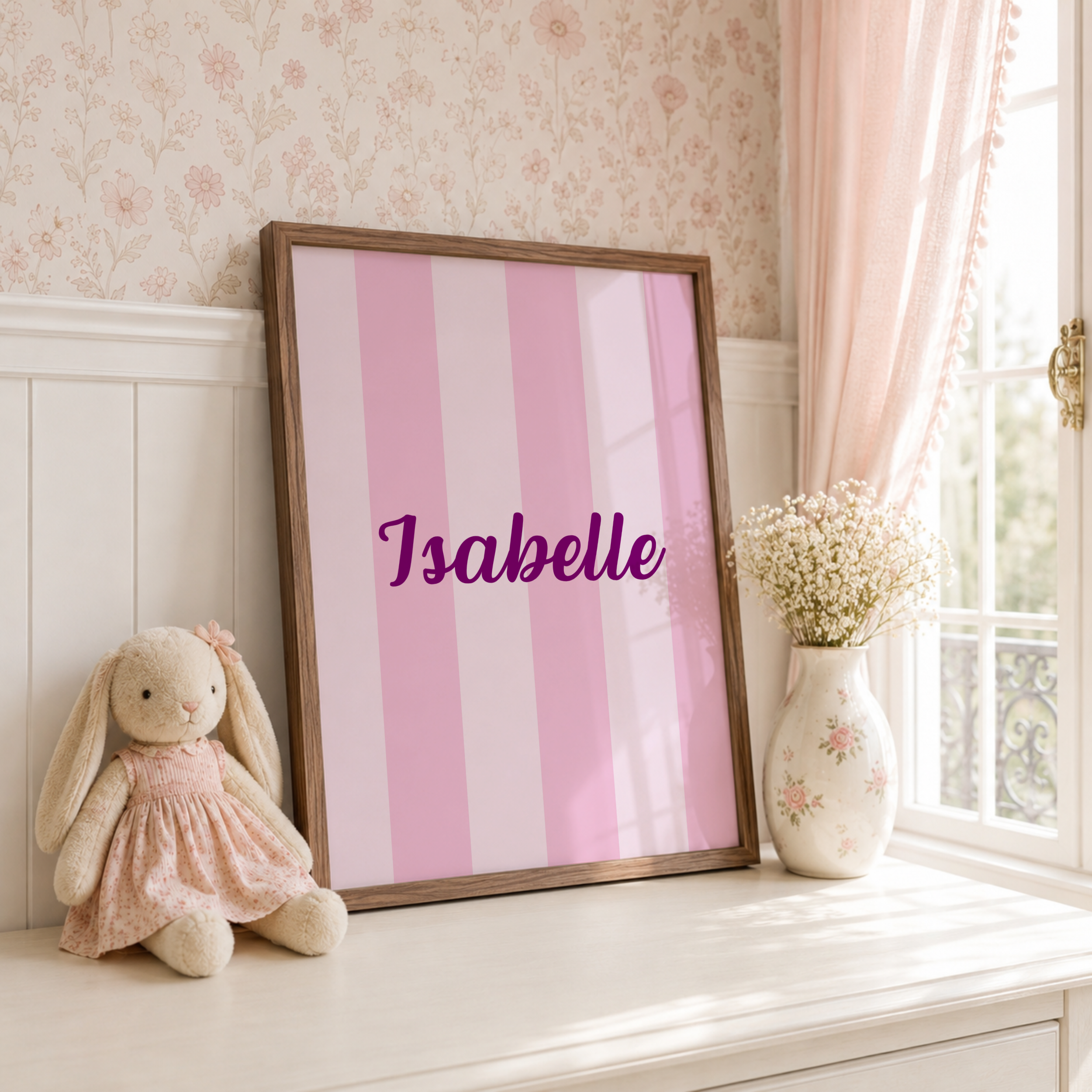 Wide Pastel Stripe Name Print