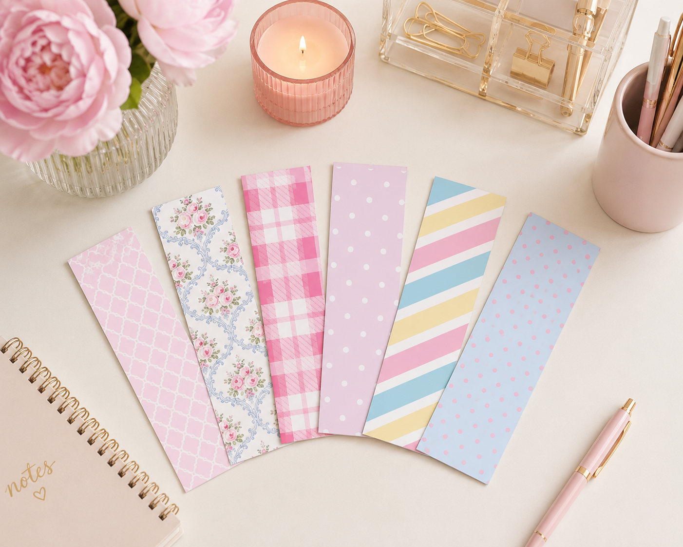 Set of 6 Pastel Bookmarks