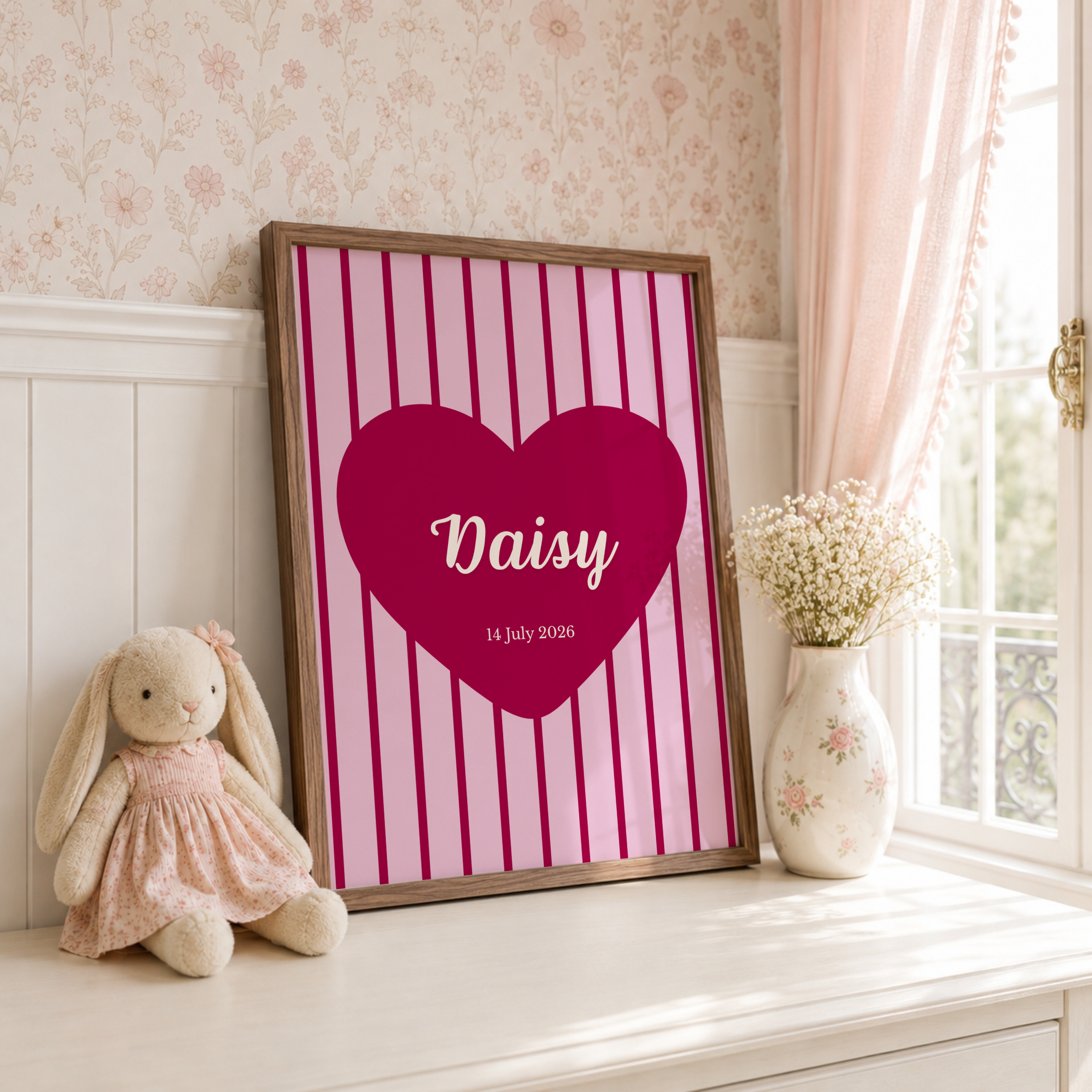Hot Pink Stripe Name Print