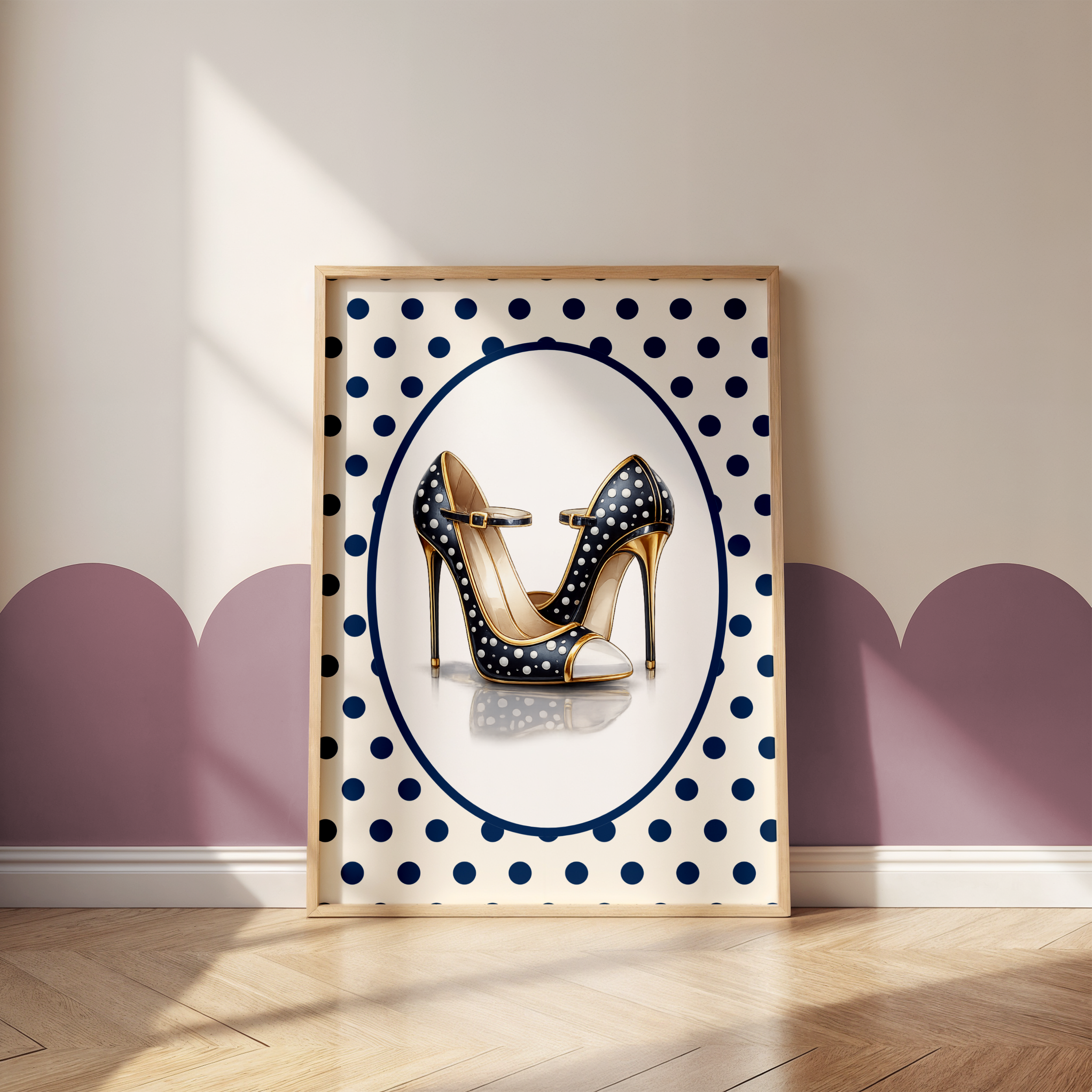 Navy Polka Dot Shoe Print