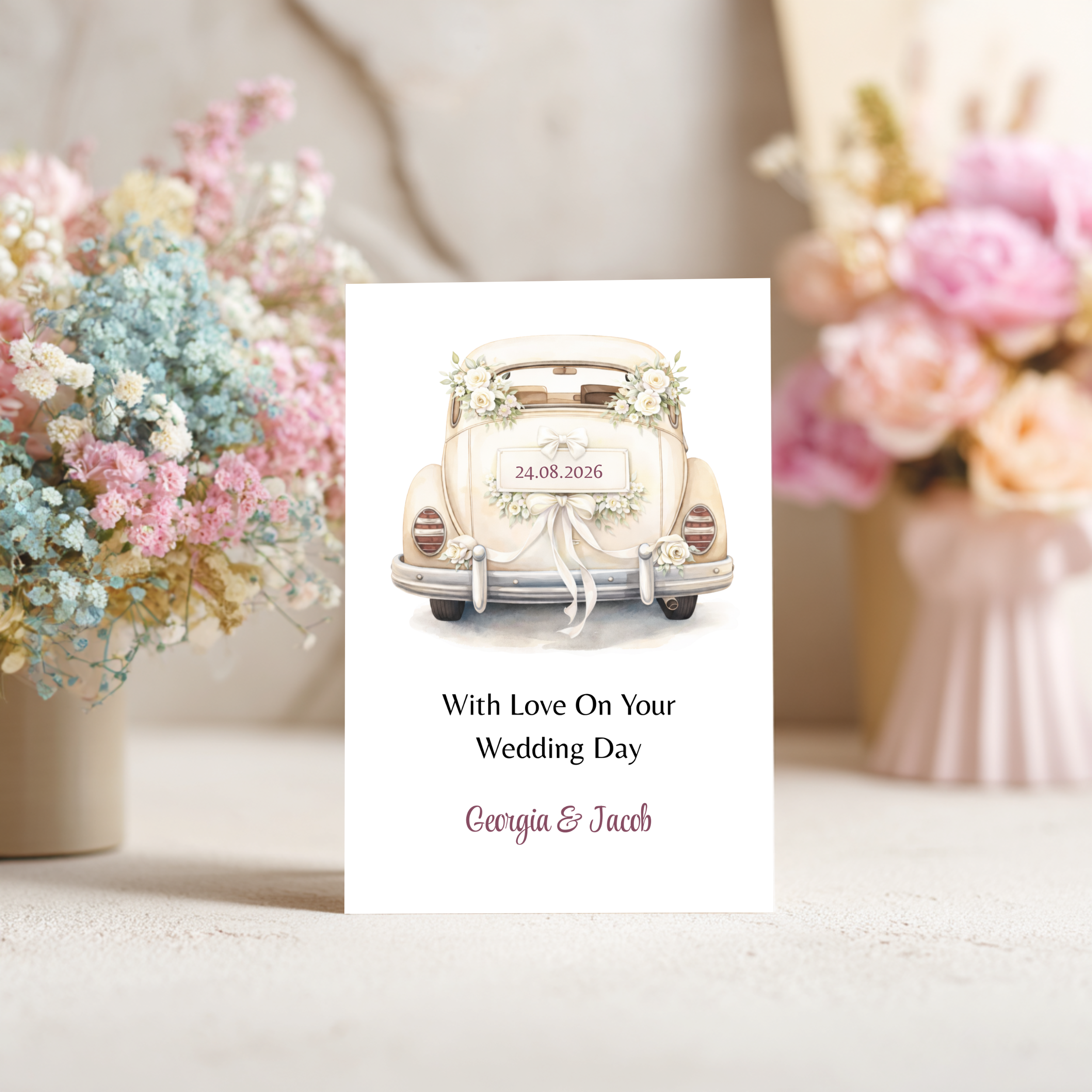 Personalised With Love on Your Wedding Day Card