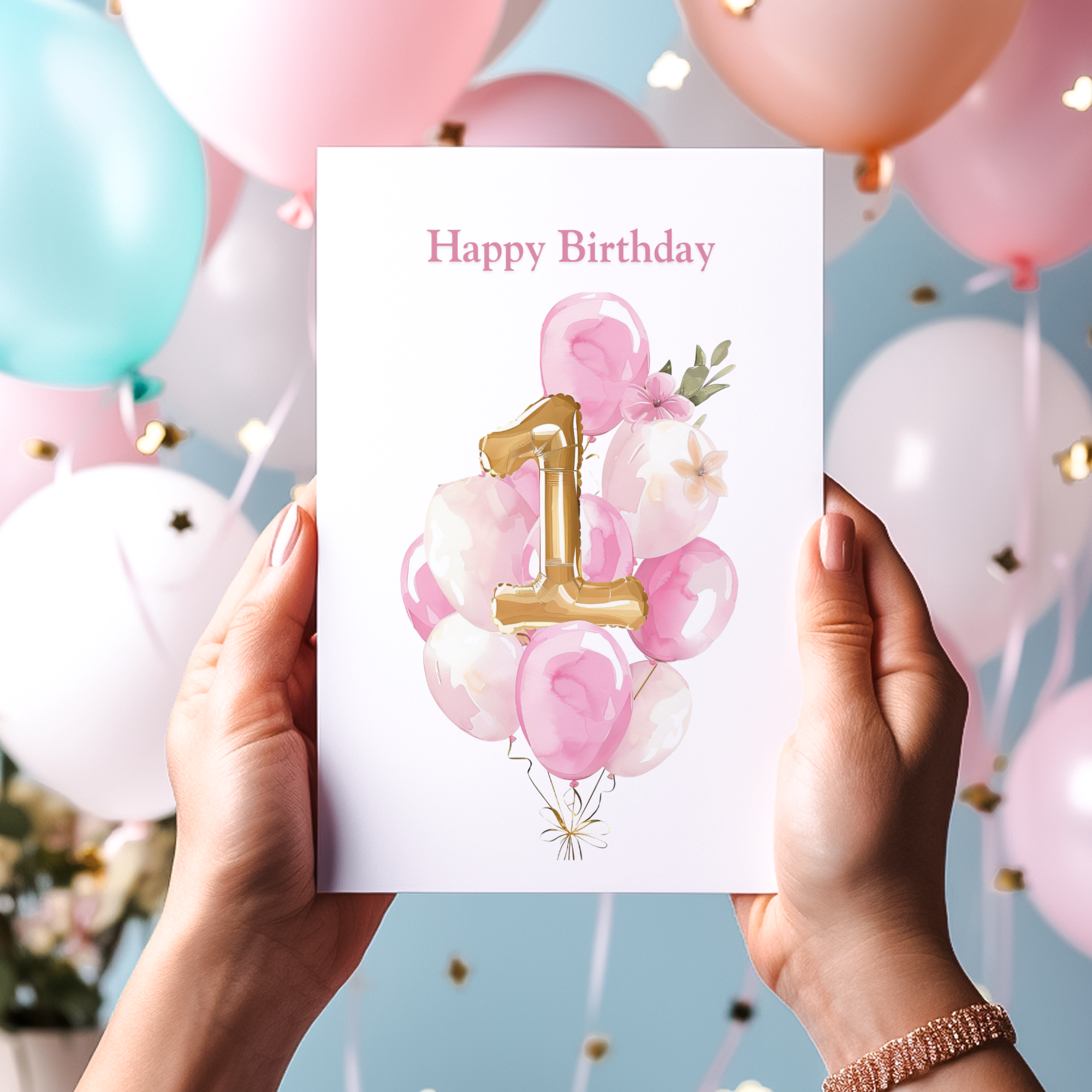 Girls 1st Birthday Card
