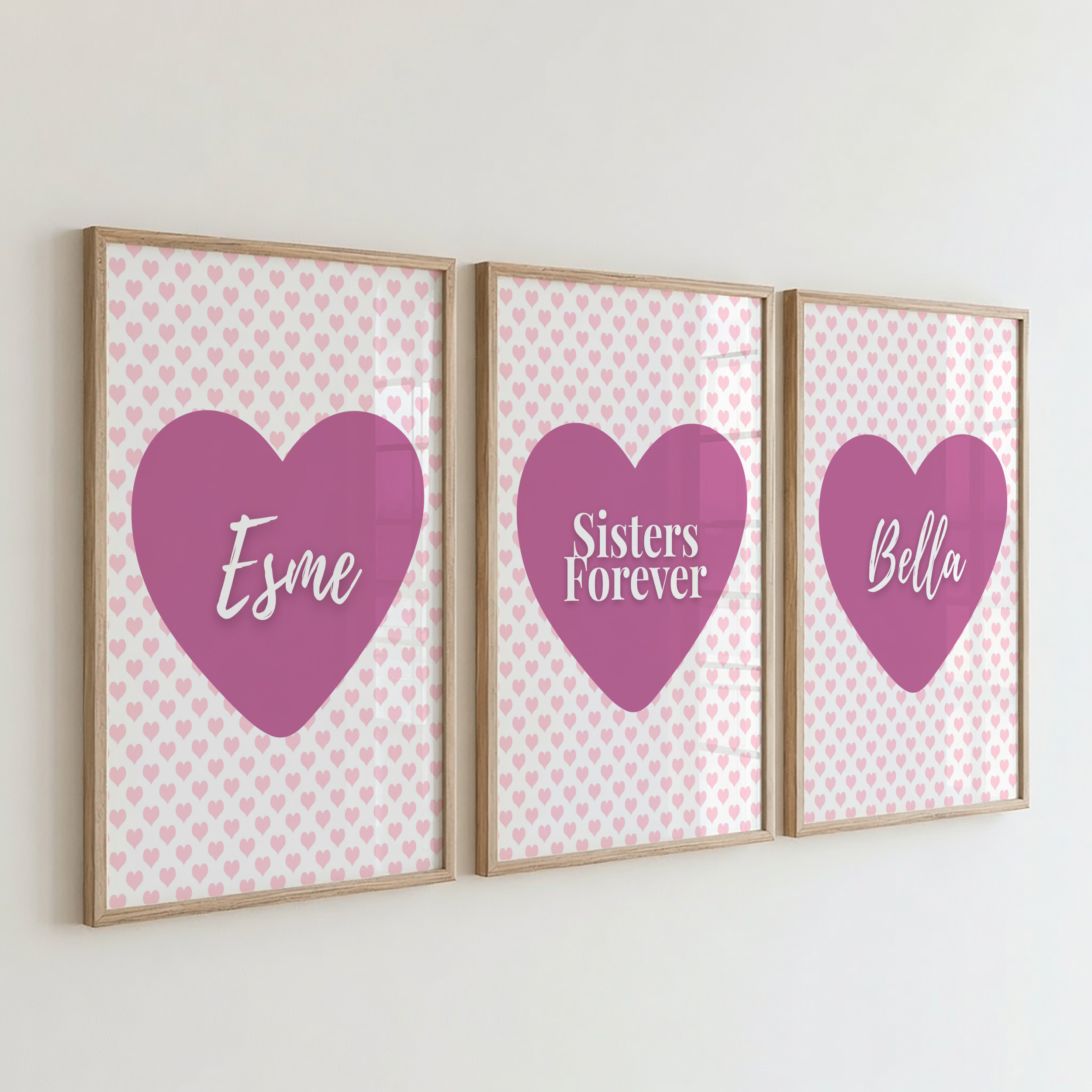 Pink Heart Sister Print Set