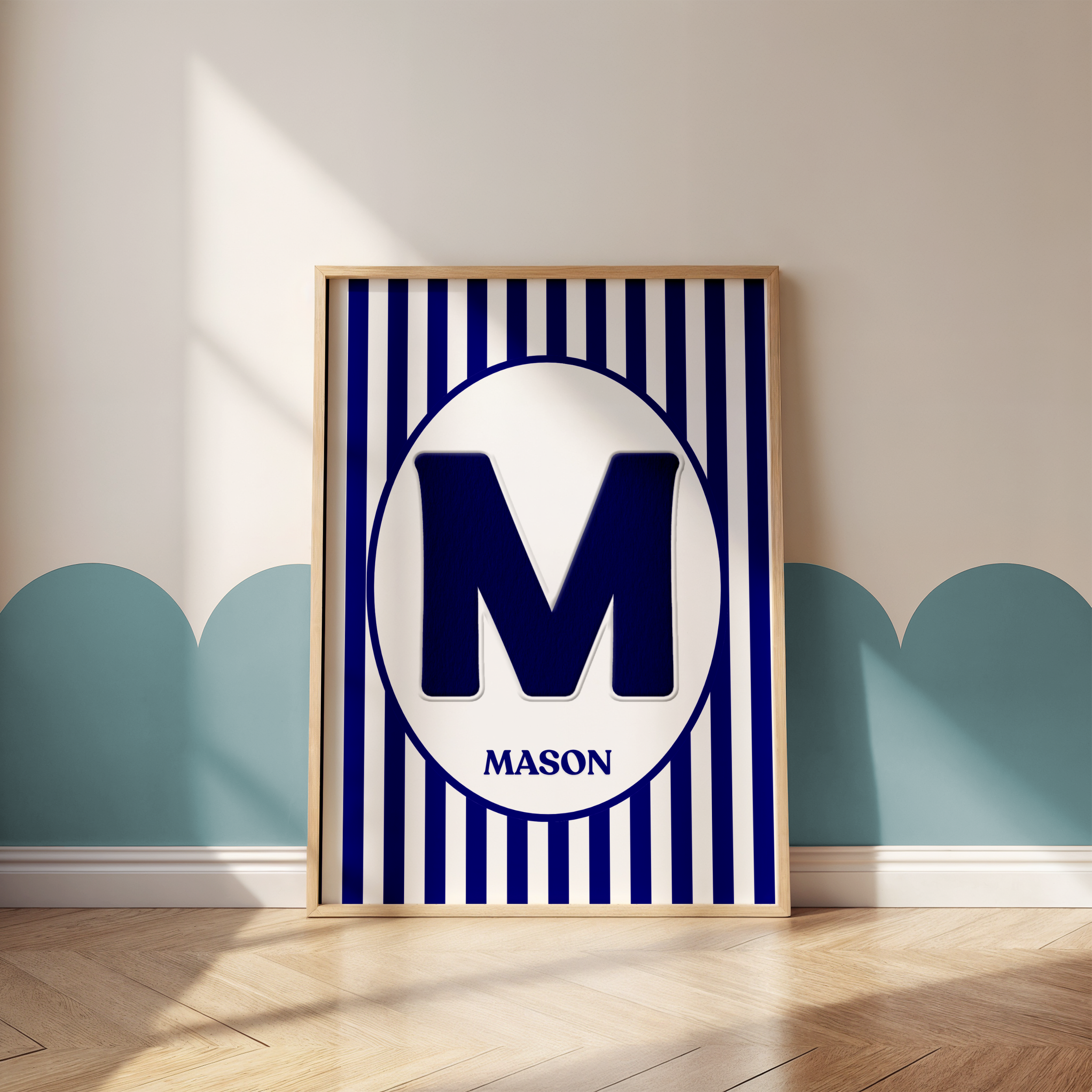 Blue Stripe Name Print