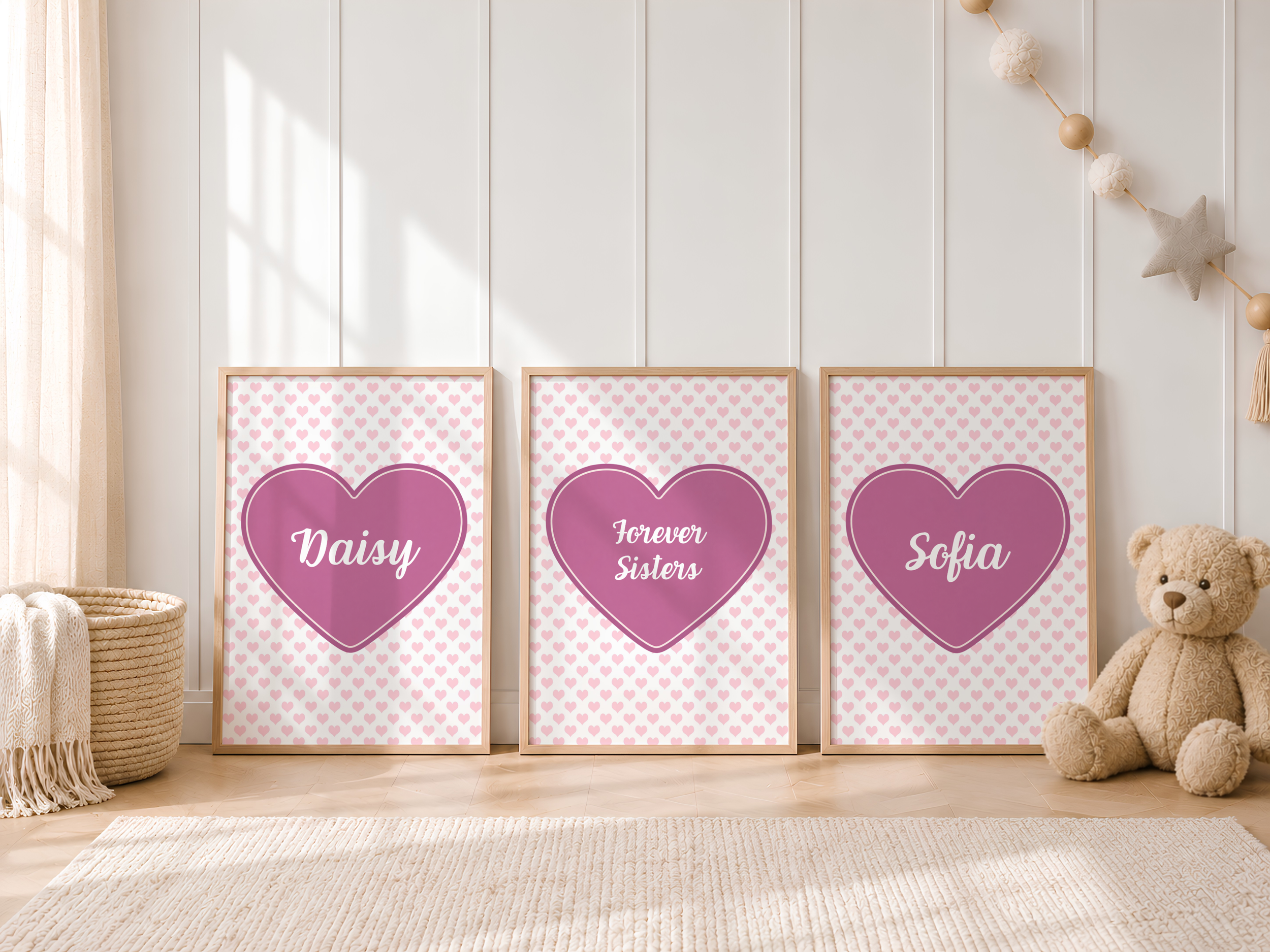 Pink Hearts Sibling Set