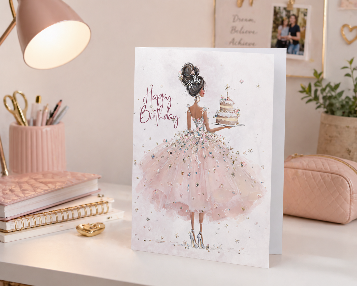 Fashion Illustrated Sparke Cake Birthday Card