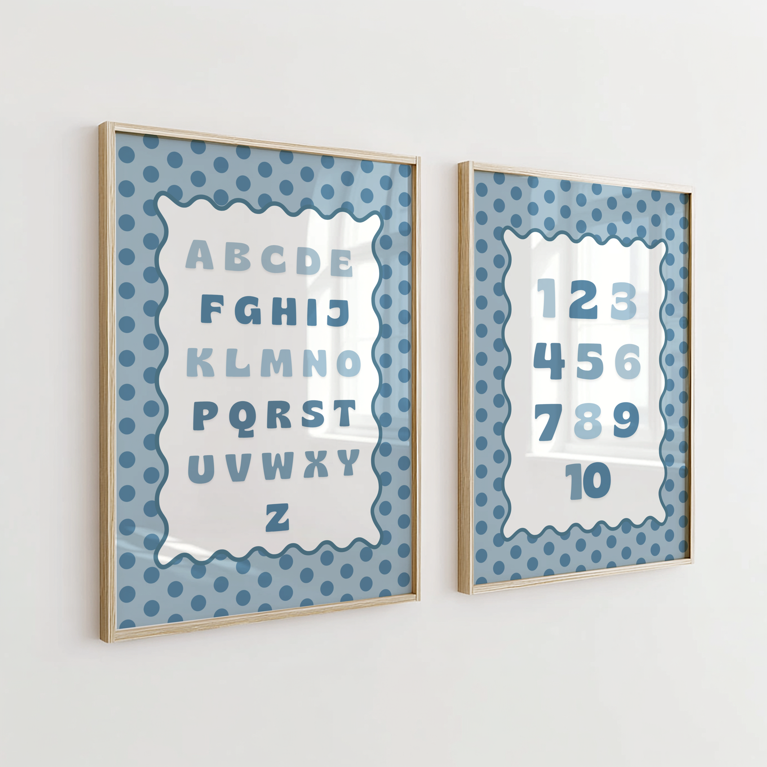 Blue Polka Dot Numbers & Alphabet Set