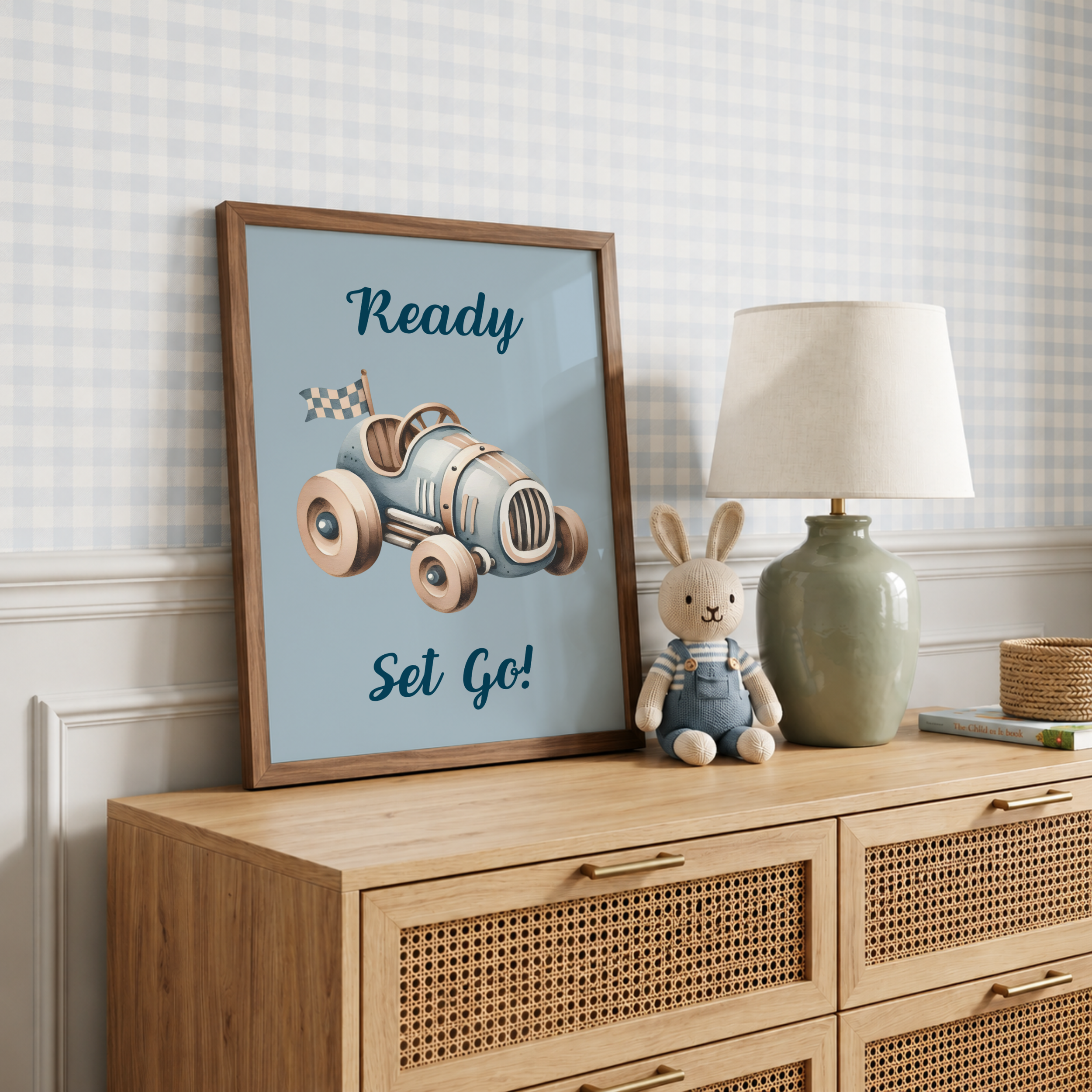 Vintage Race Car Nursery Print