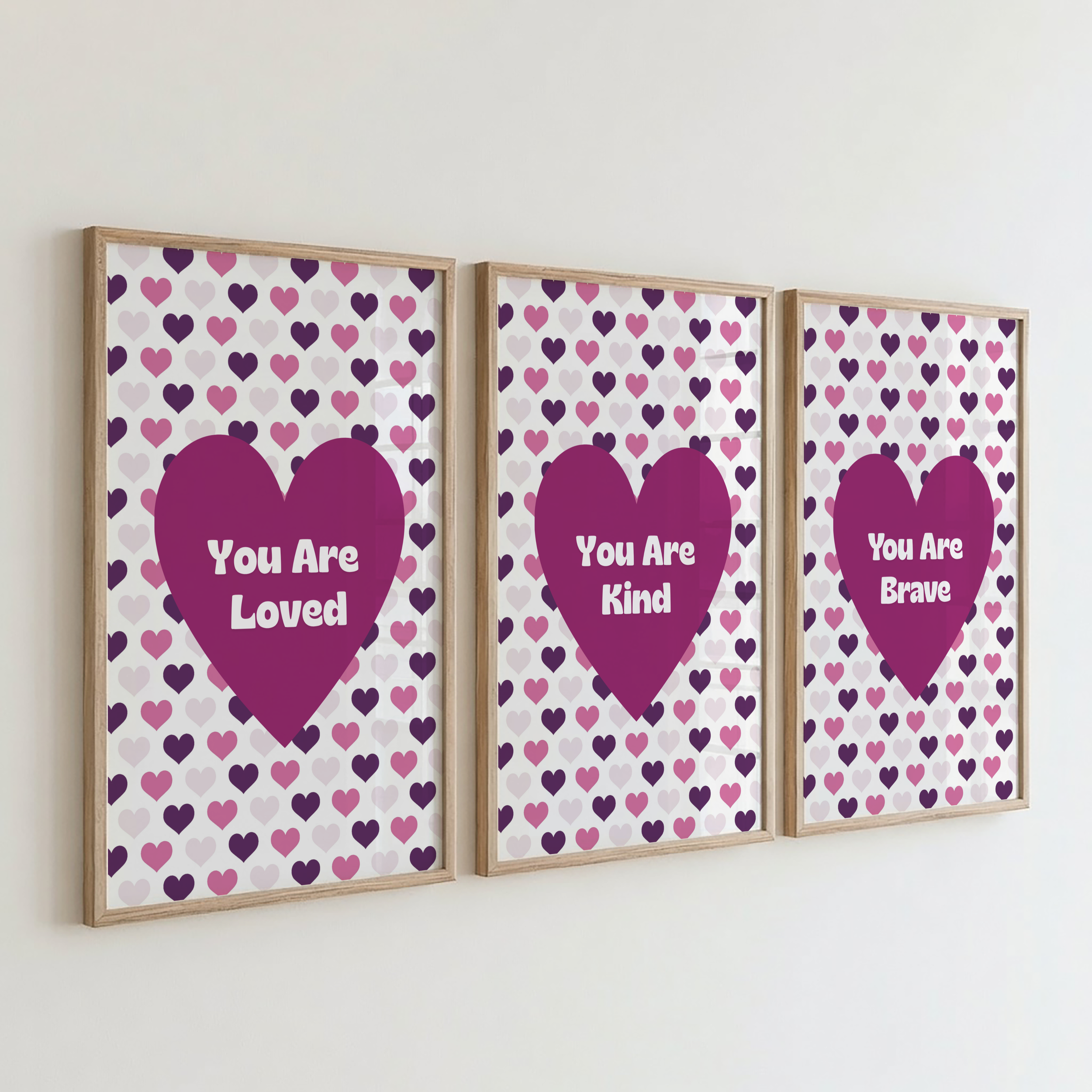 Pink Hearts Print Set