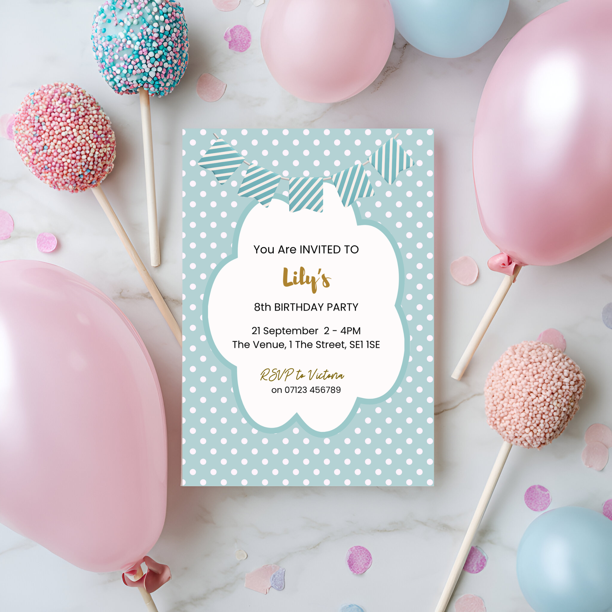 Blue Polka Dot Party Invitation