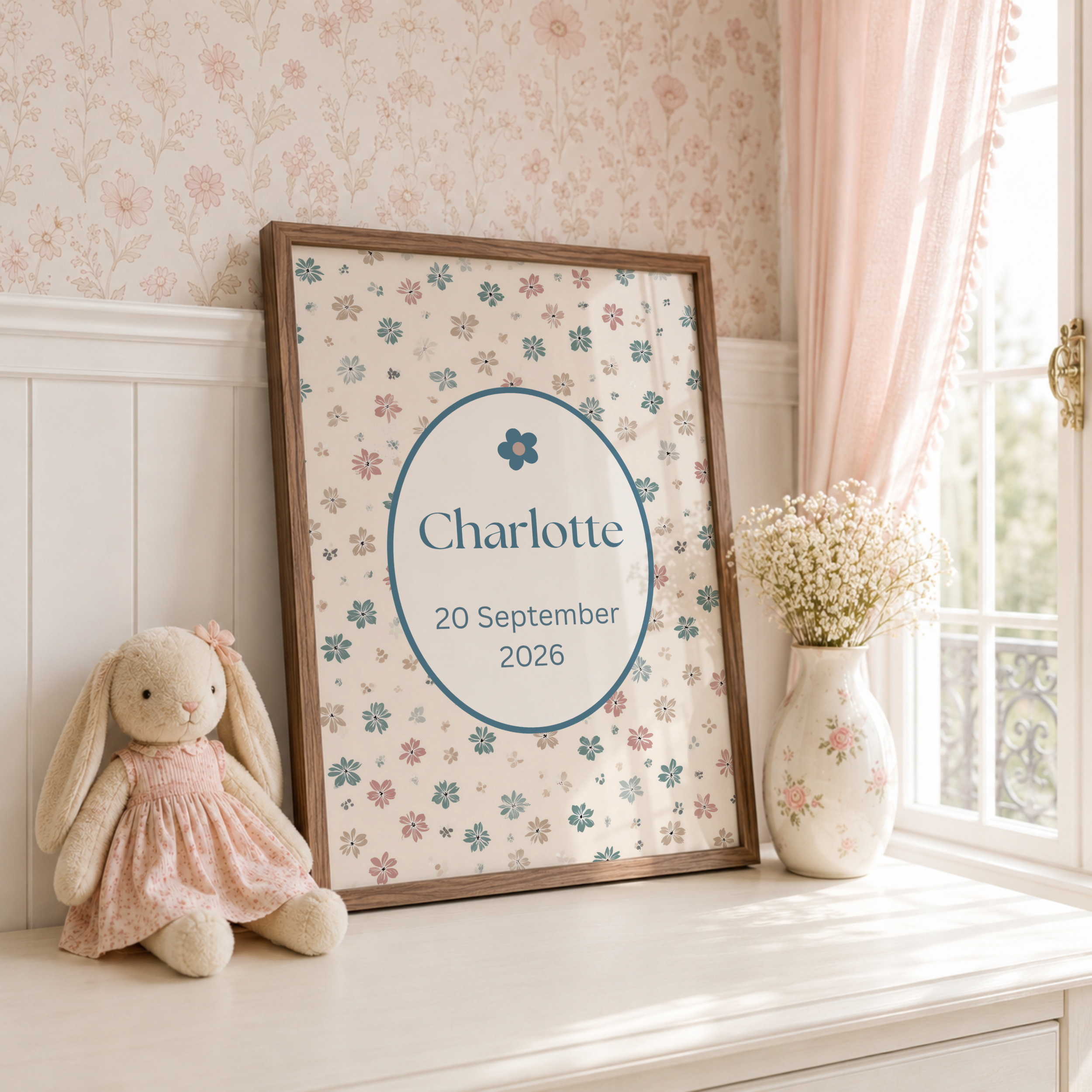 Neutral Floral Name Print