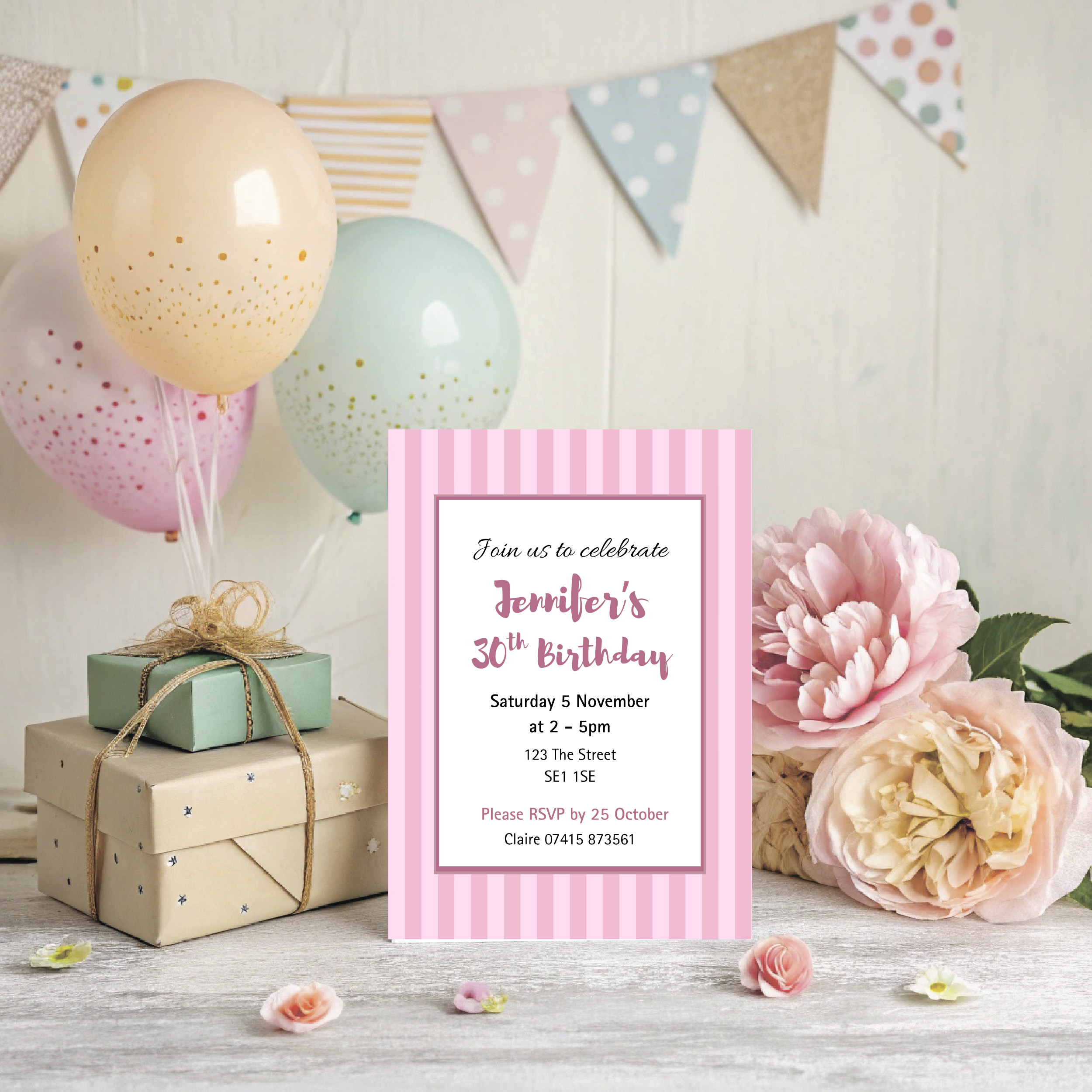 Pastel Stripe Party Invitation
