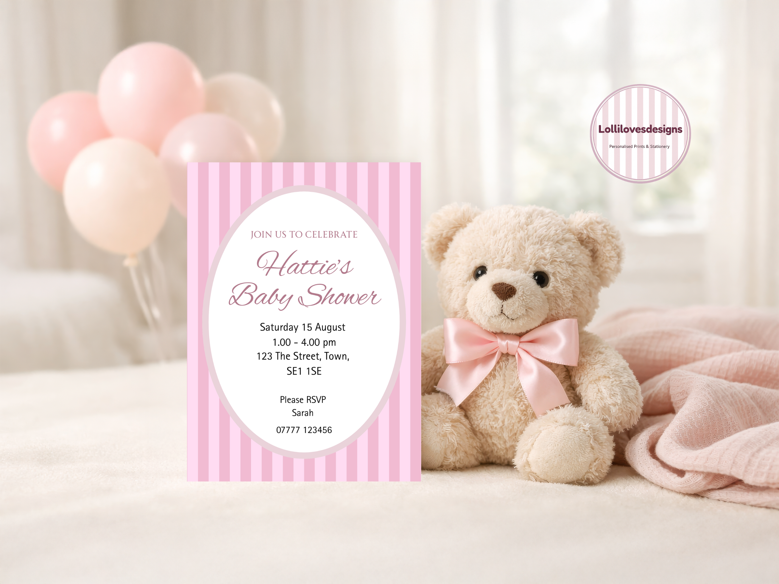 Pastel Pink Stripe Invitation