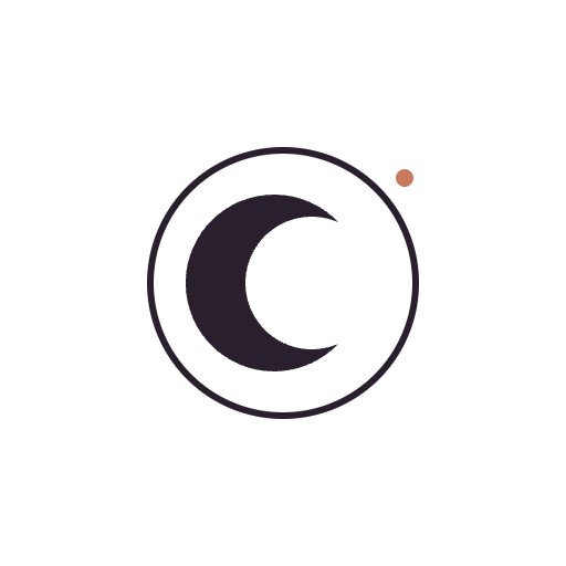 Crescent moon icon, a symbol used by Cosmic Pyjamas holistic coaching.