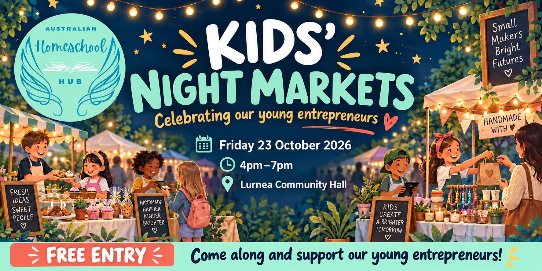 Australian Homeschool Hub Kids’ Night Markets – Term 4