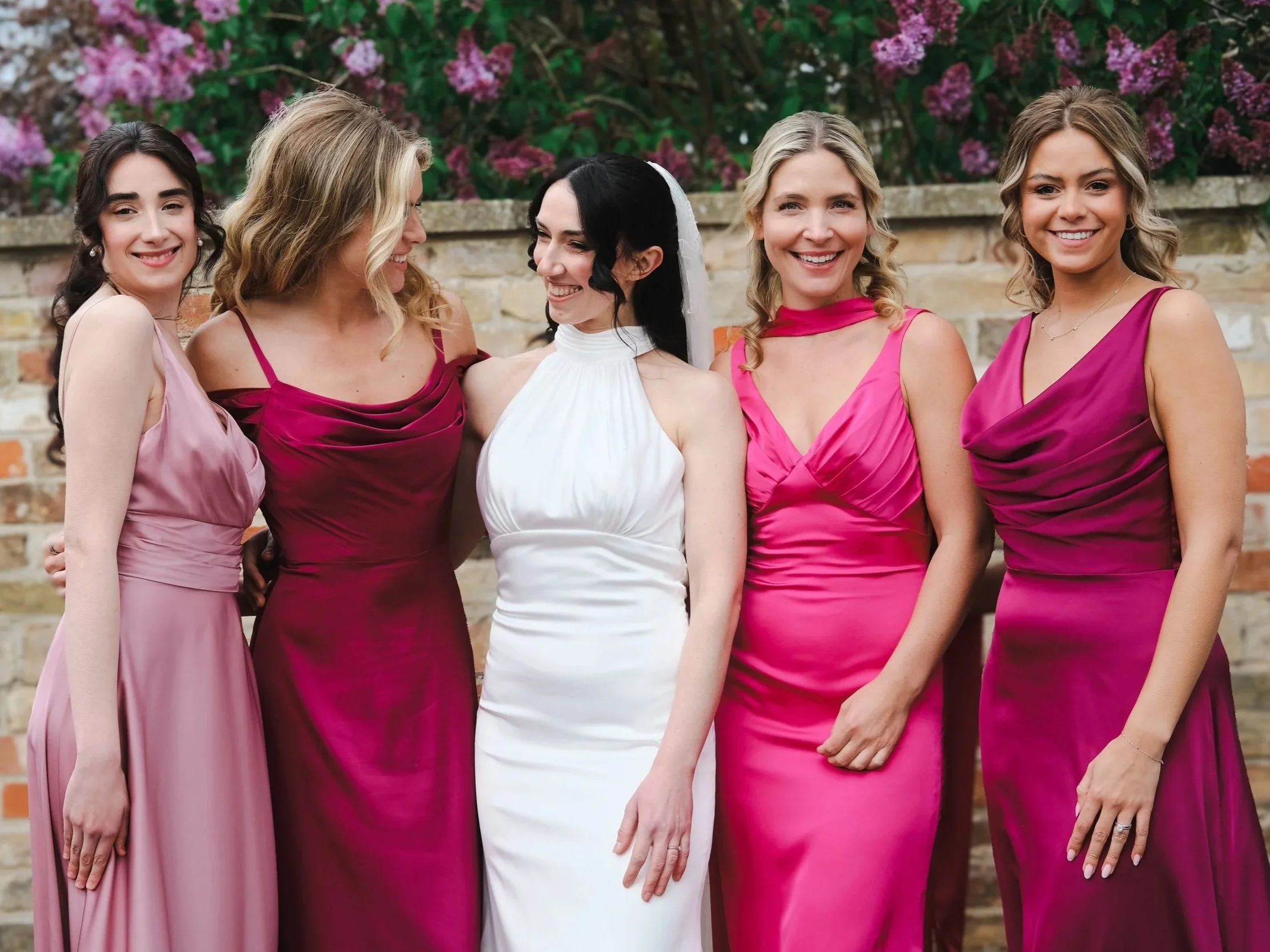Bride and bridesmaids on wedding day
