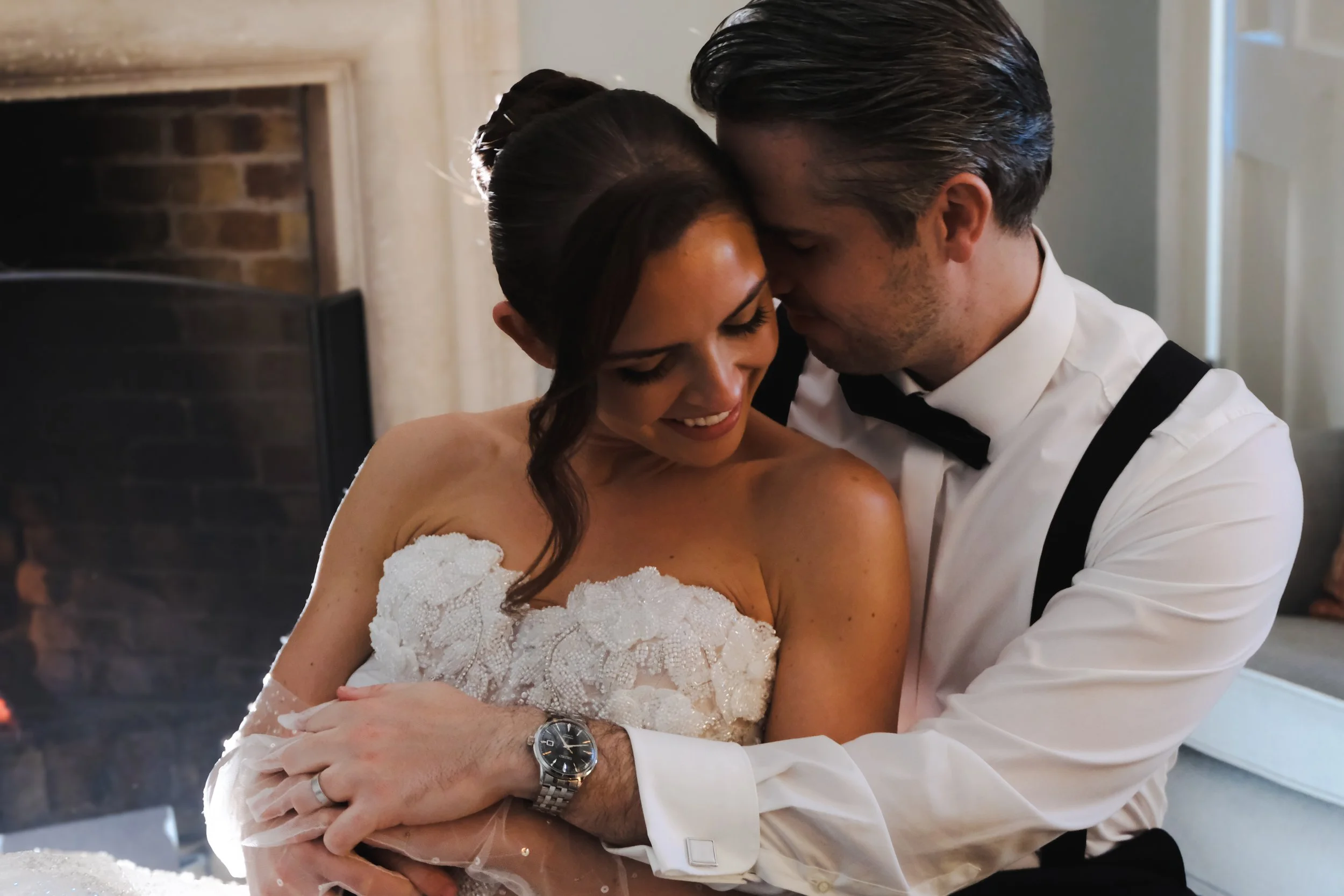 Couple on their wedding day with content creator