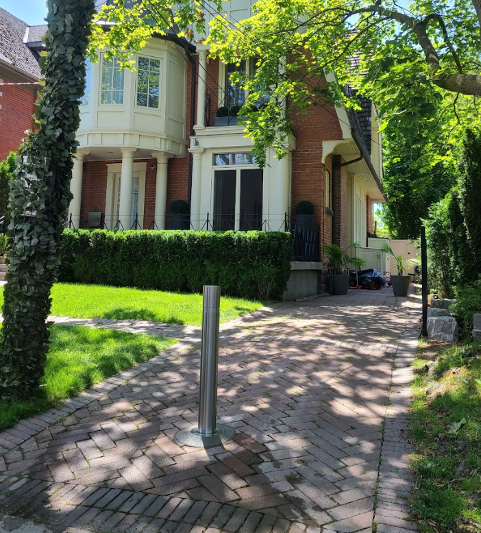 Removable Bollard in GTA driveway to deter car theft