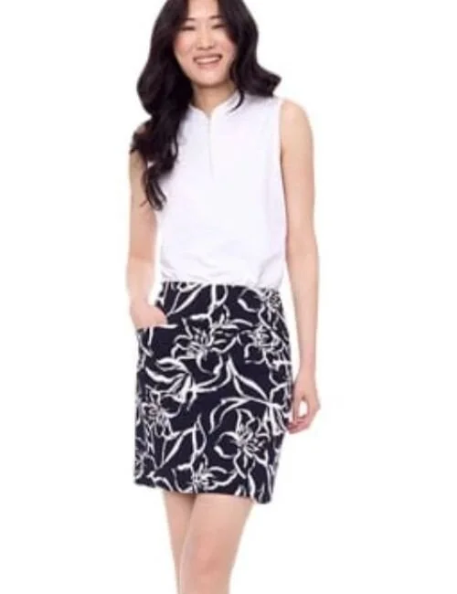 Ladies Swing Control M1182SW BLACK & WHITE IRIS Stretch GOLF SKORT