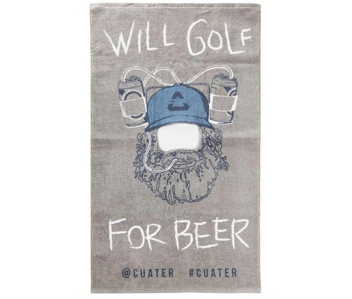 Cuater Happy Head Golf Towel - Will golf for beer