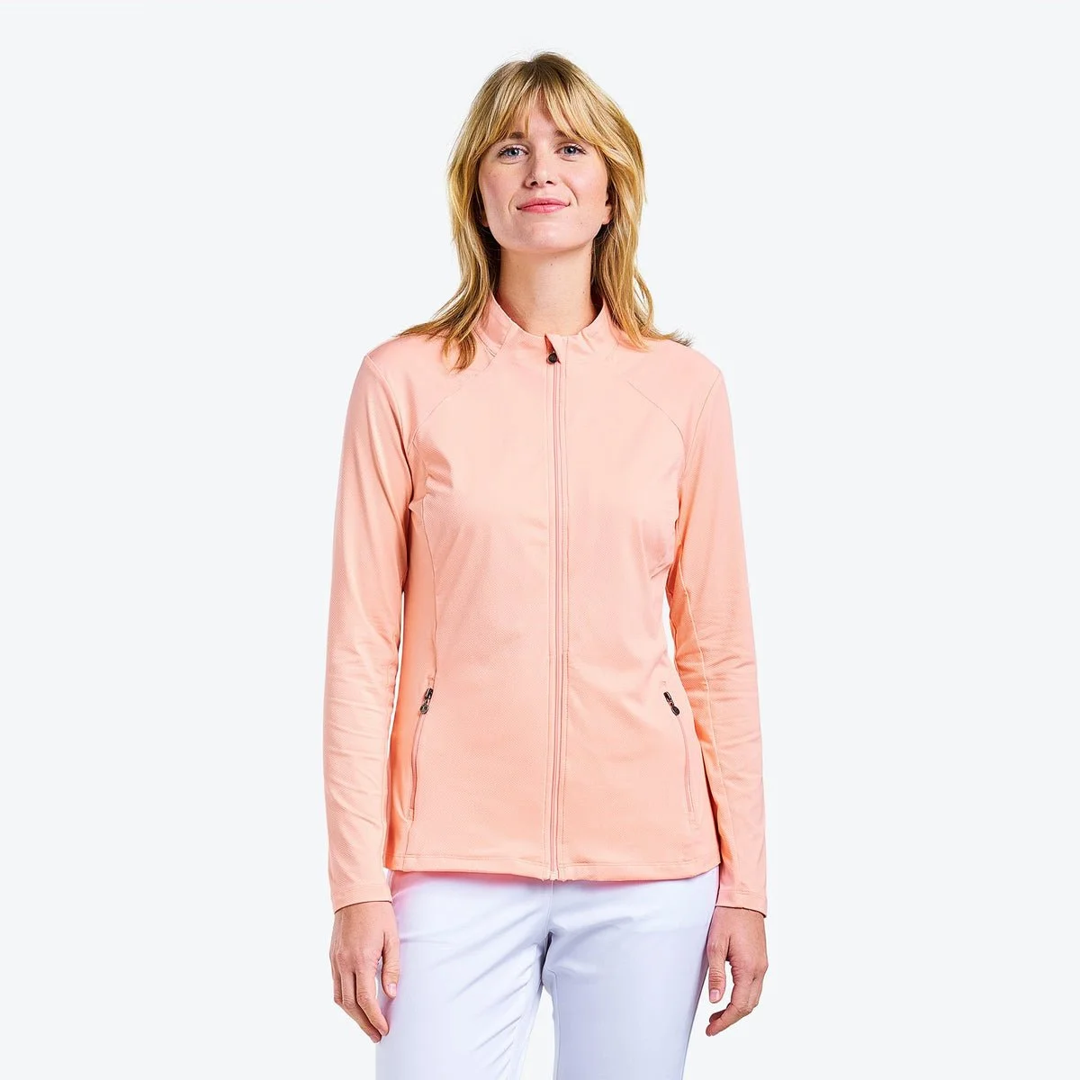 NiVO London Ladies Golf Cardigan - Colour: Coral Reef
