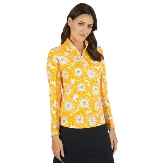 Ibkul Ruthie Orange Peel Zip Mock Neck (Style #10653)